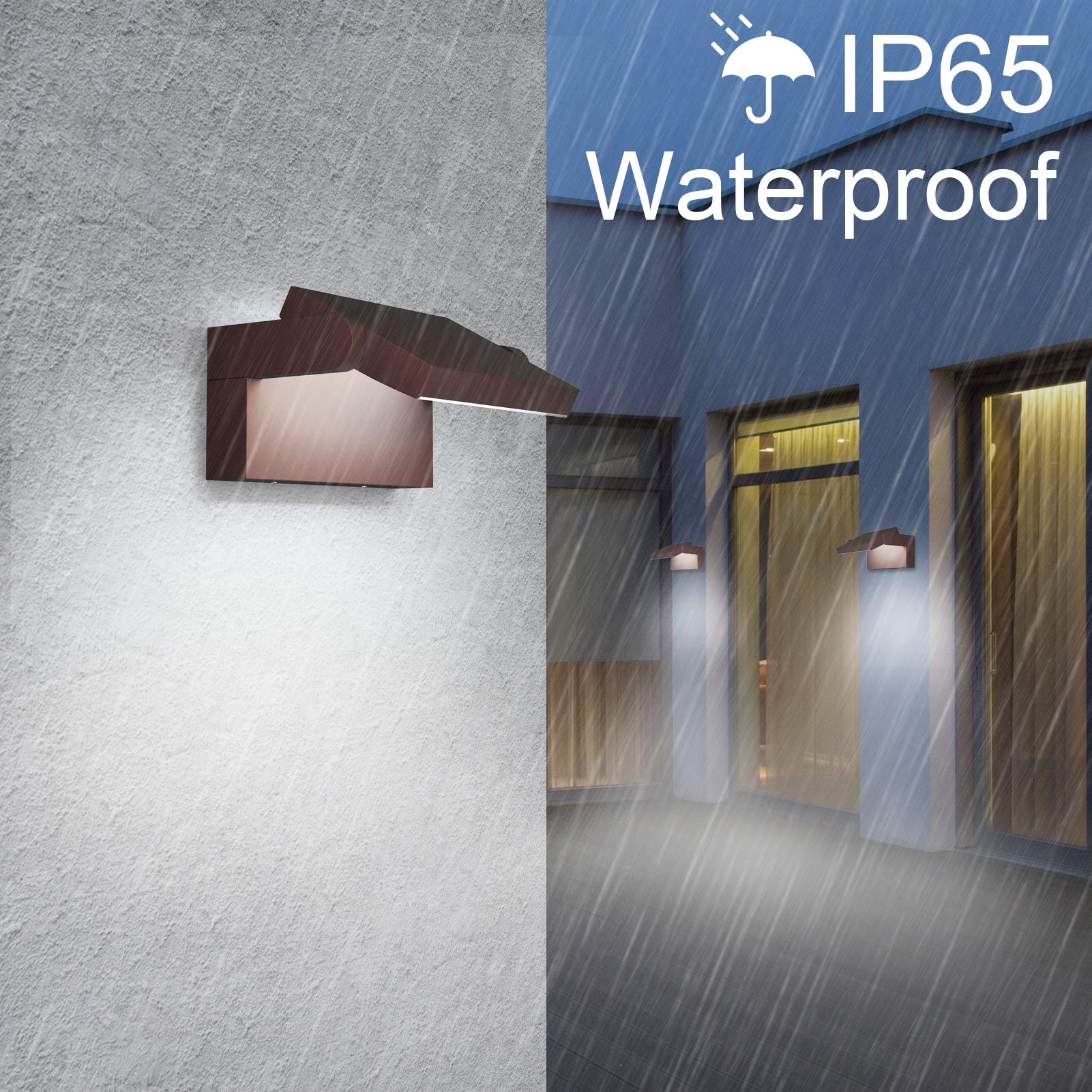 Klighten LED Lampade da Parete Esterno Interno 24W IP65, Lampada Muro Regolabile Applique da Parete Moderno in Alluminio per Ingresso Balconi Giardini, Bronzo, Bianco Freddo 5700K-6000K