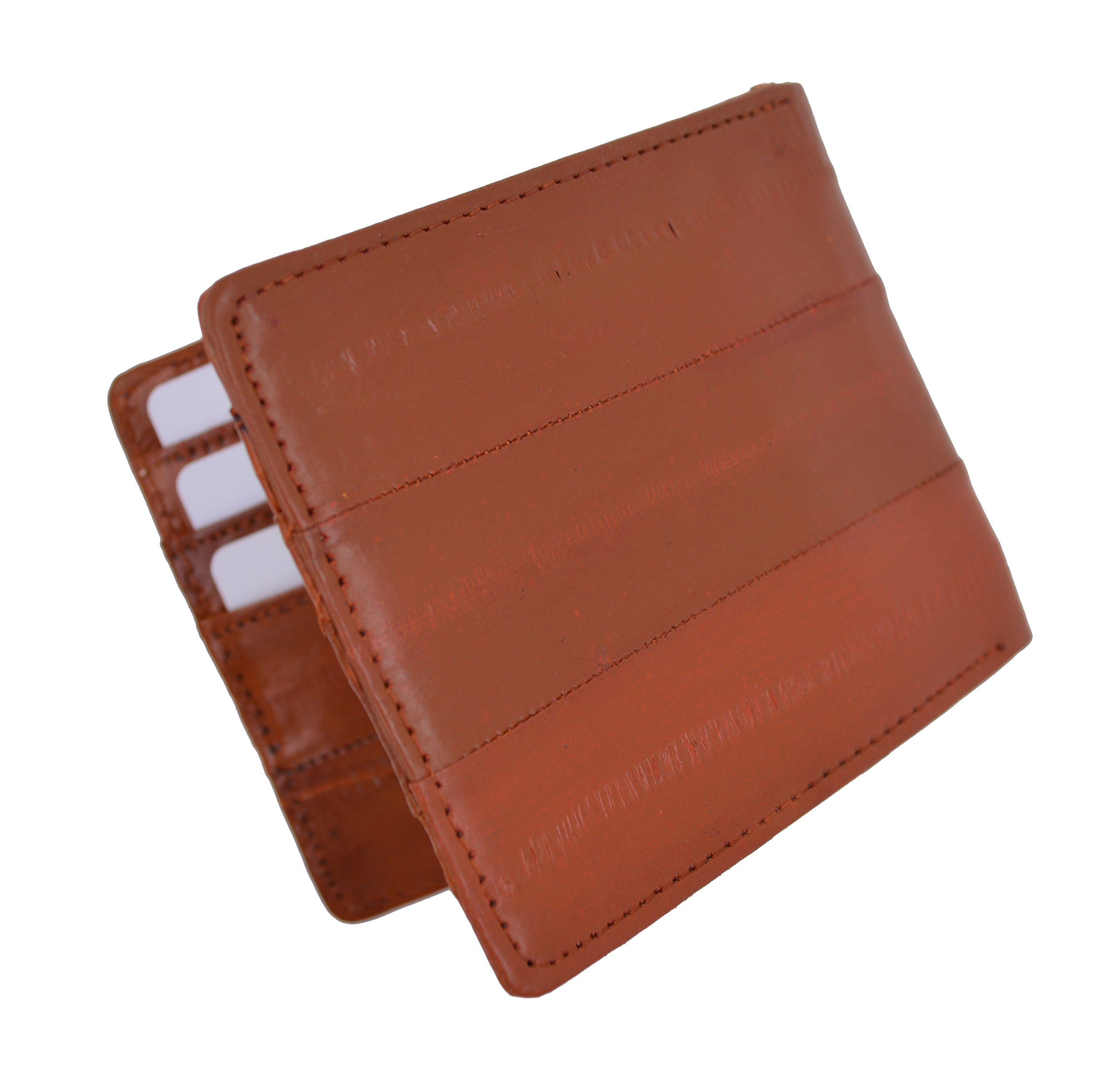 MARSHAL Cartera plegable de piel suave con clip central para dinero, Canela, Standard
