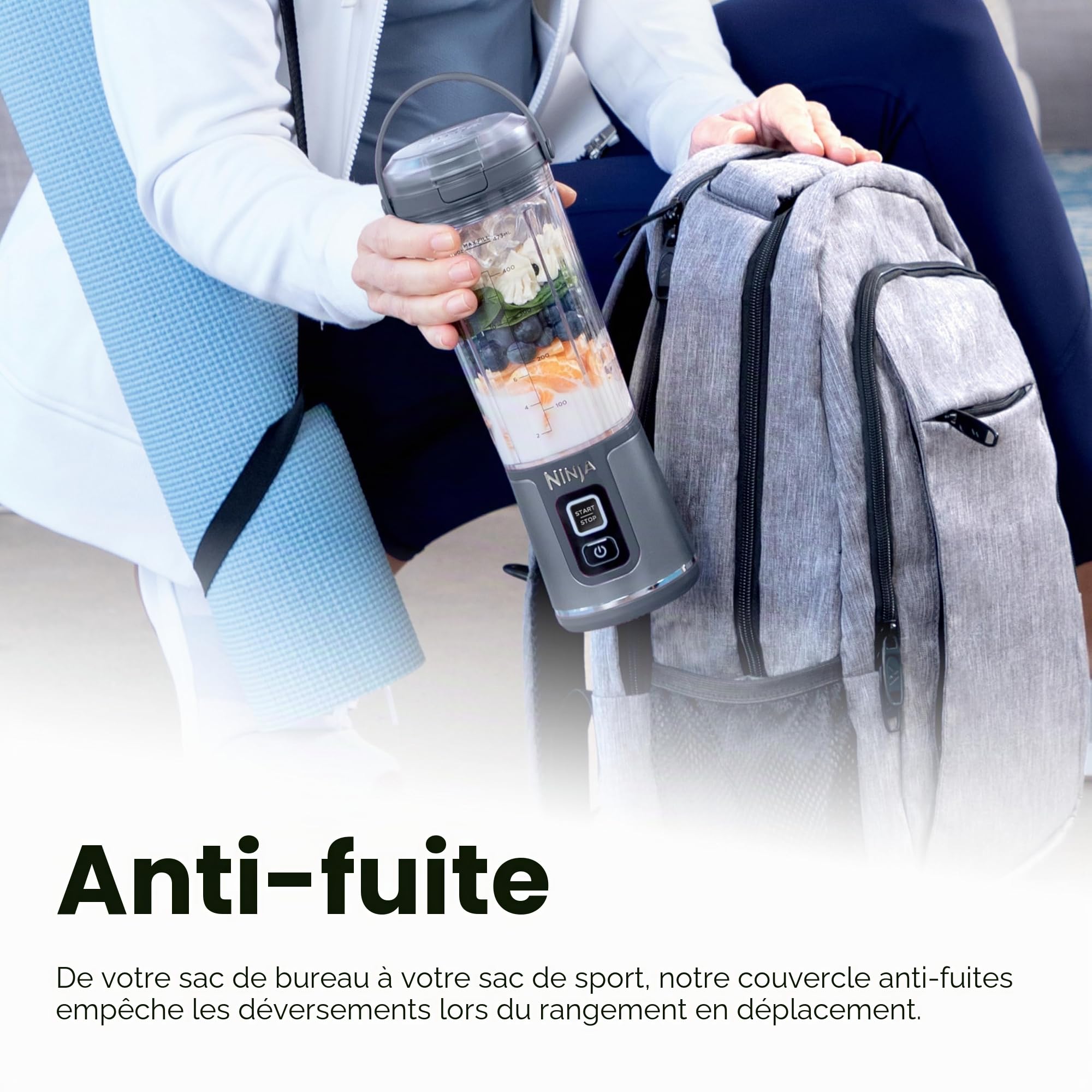 Ninja Blast BC151MB – Mélangeur portable sans fil, récipient de 532 ml, mélangeur personnel pour shakes et smoothies, sans BPA, couvercle étanche et bec verseur à gorgée, rechargeable par USB-C, passe