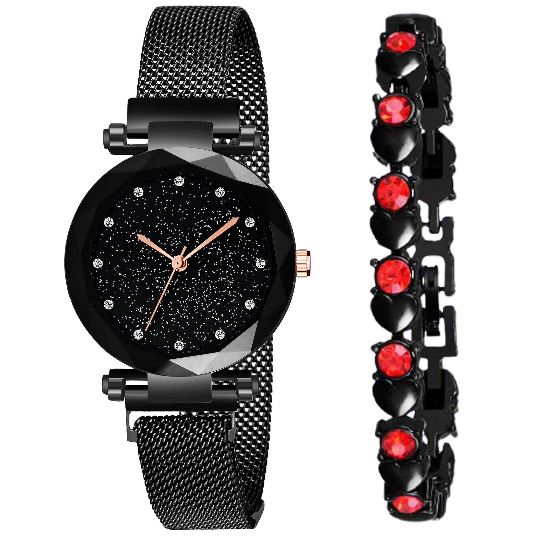The Shopoholic Analogue Black Dial Magnet Watch with Fre Gift Black Bracelet and for Women or Girls and Watch for Girl or Women (B0919FN5HP) Amazon Price History, Amazon Price Tracker