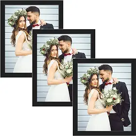 Porta Retrato 15x21 Preto | Kit 3 unidades | Móvel ou Parede | Moldura Decorativa Minimalista | Dupla Face Inclusa | Moderno e Elegante