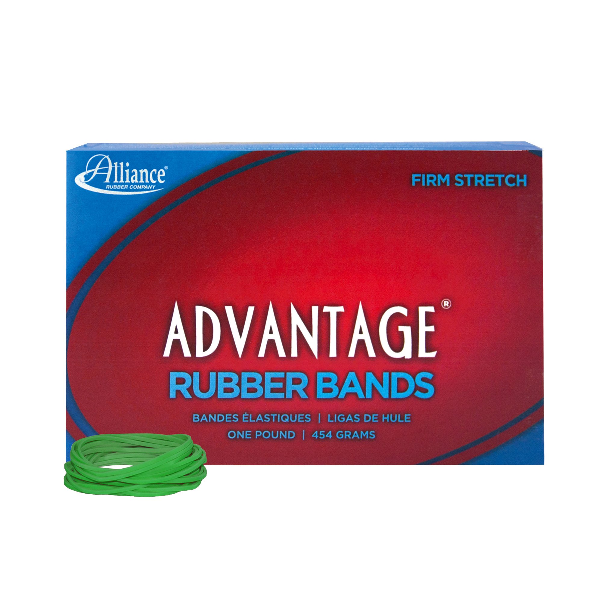 Alliance Rubber 66165 Advantage Rubber Bands Size #16, 1 lb Box Contains Approx. 1800 Bands (2 1/2" x 1/16", Green) — image 1