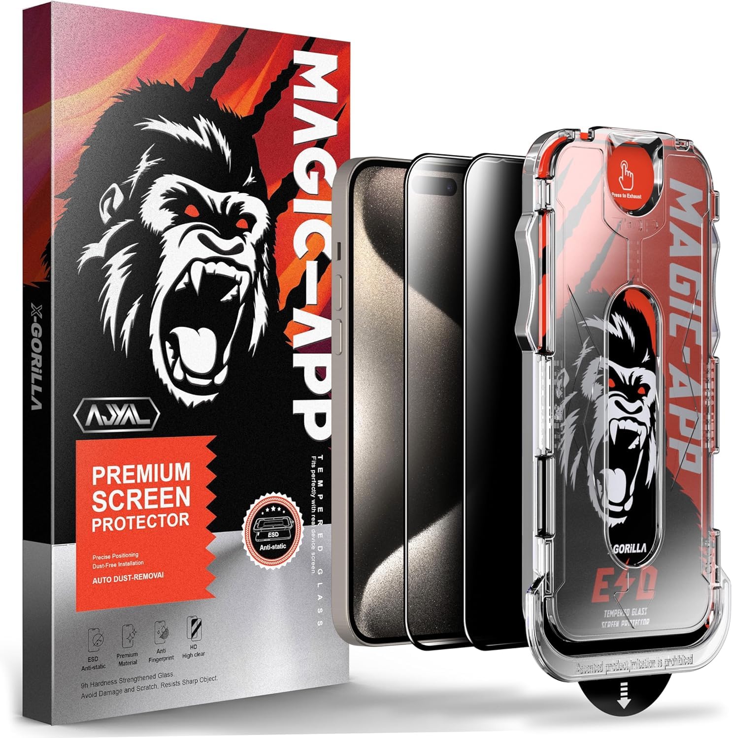 AJYAL Privacy Glass [2-PACKS] iPhone 16 PRO MAX Auto Alignment Screen Protector [Privacy Screen Protector] Full Cover Edge to Edge - iPhone 16 PRO MAX