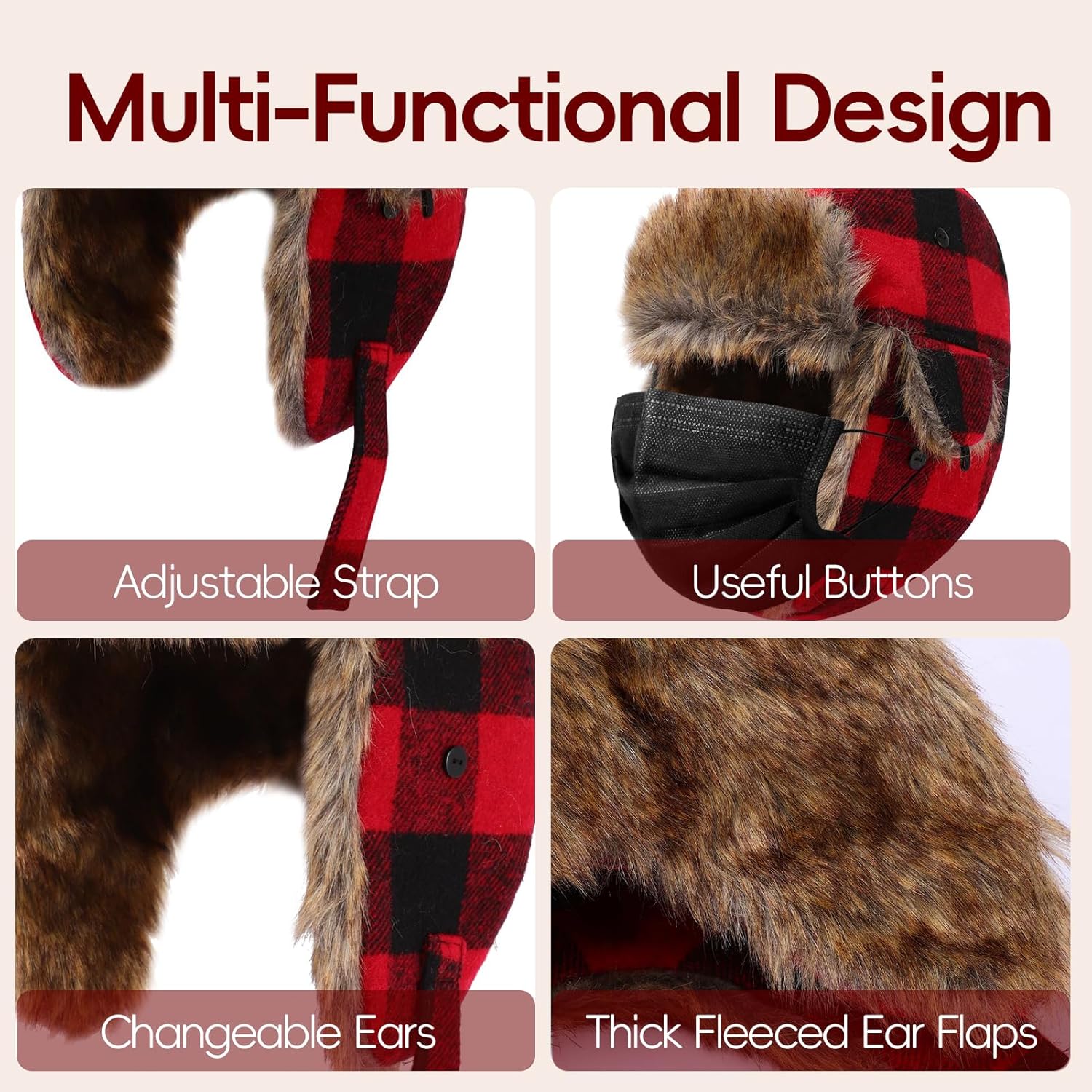 ACTLATI Kids Winter Trapper Hat for Boys Girls Snow Hats Toddler Waterproof Fleece Hunting Ski Hat with Earflap Age 1-8 - Image 4