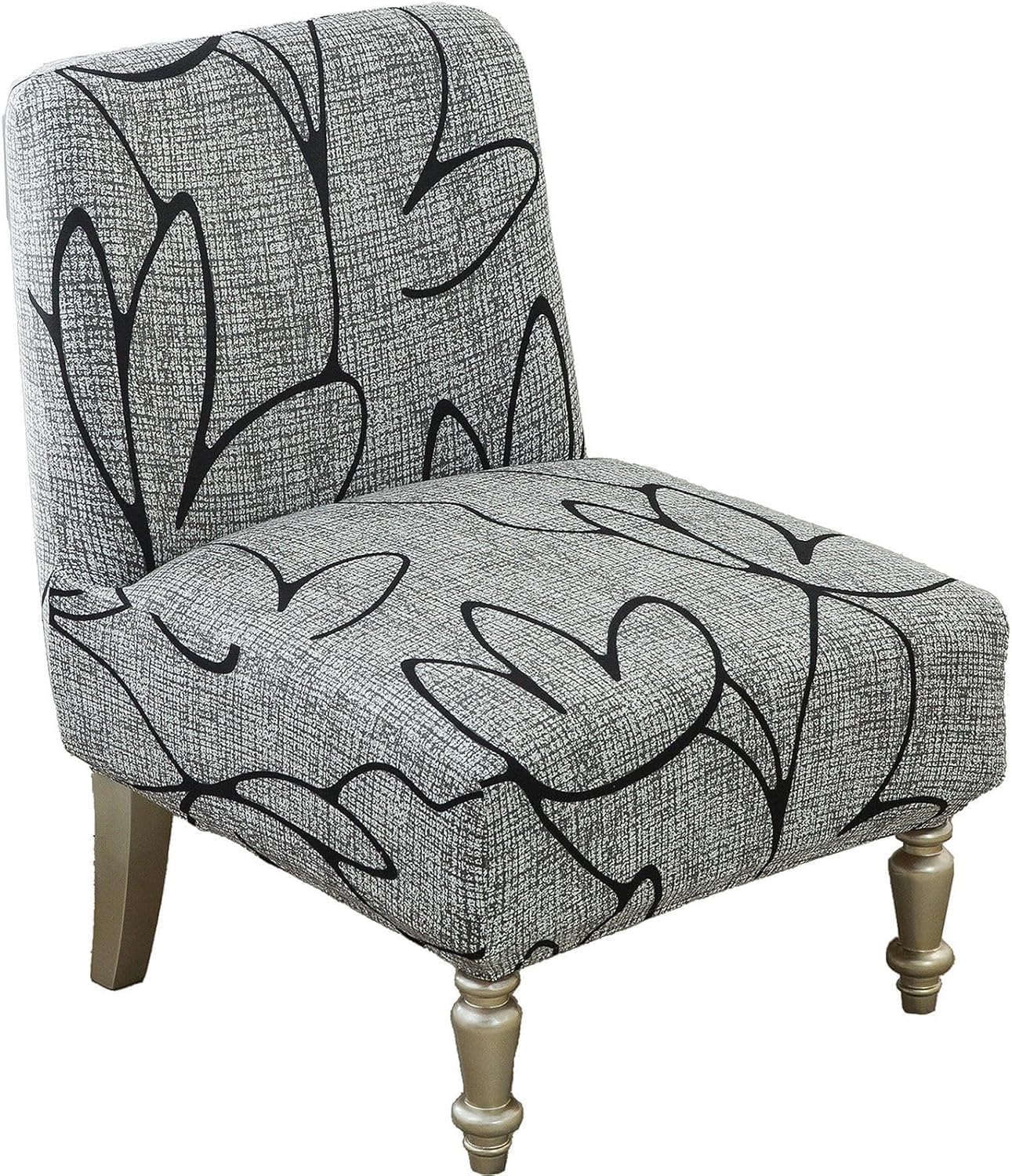 HACLEN Printing Armless Accent Chair Cover, Stretch Spandex Armless Chair Slipcover Washable Slipper Chair Protector Non Slip for Living Room (13,1 pcs)