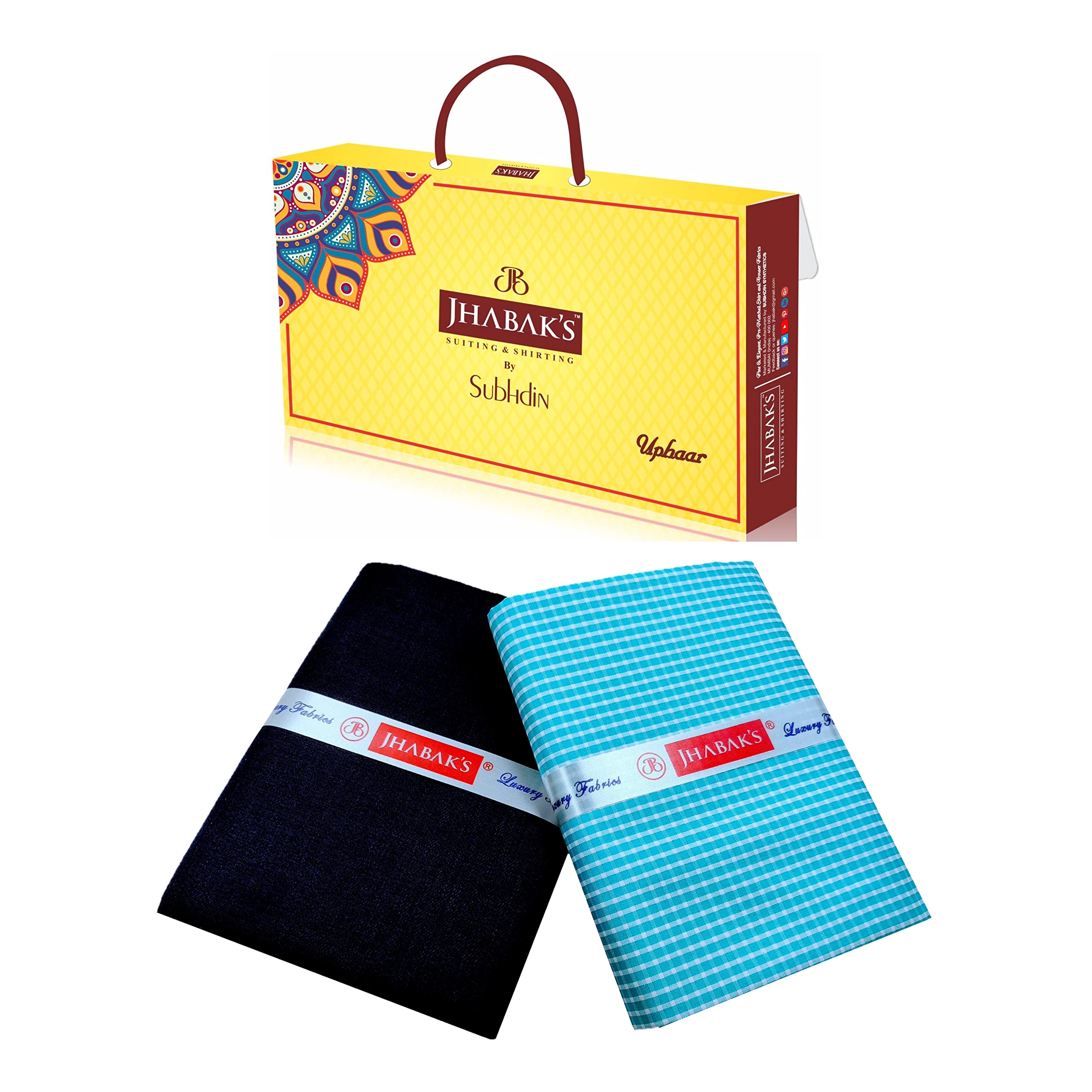 Unstitched Polyester Checkered Shirt & Trouser Fabric - 2.25 Meter Shirt Cloth - 1.20 Meter Pant Piece