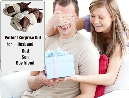 Miniatura 7 de Pantuflas peludas de invierno para perros de animales para adultos mujeres hombres y niños Bulldogs Marrón