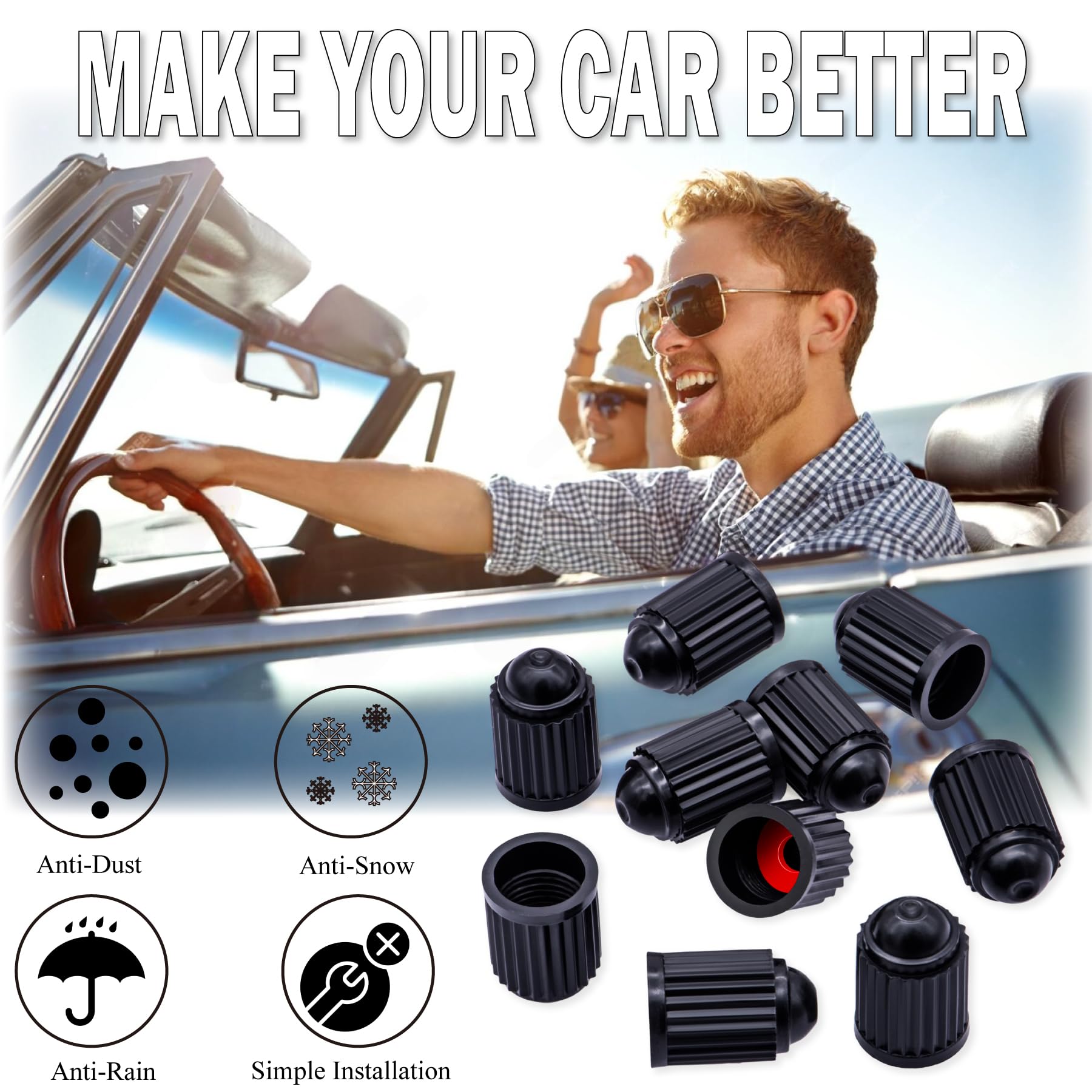 30 Stück Reifenventilkappen, verbesserte Version, Kunststoff-Luftkappen, mit O-Ring-Gummidichtung, Universal-Reifenventil-Staubkappen für Autos, SUV, LKW, Fahrräder, Motorräder, Fahrräder