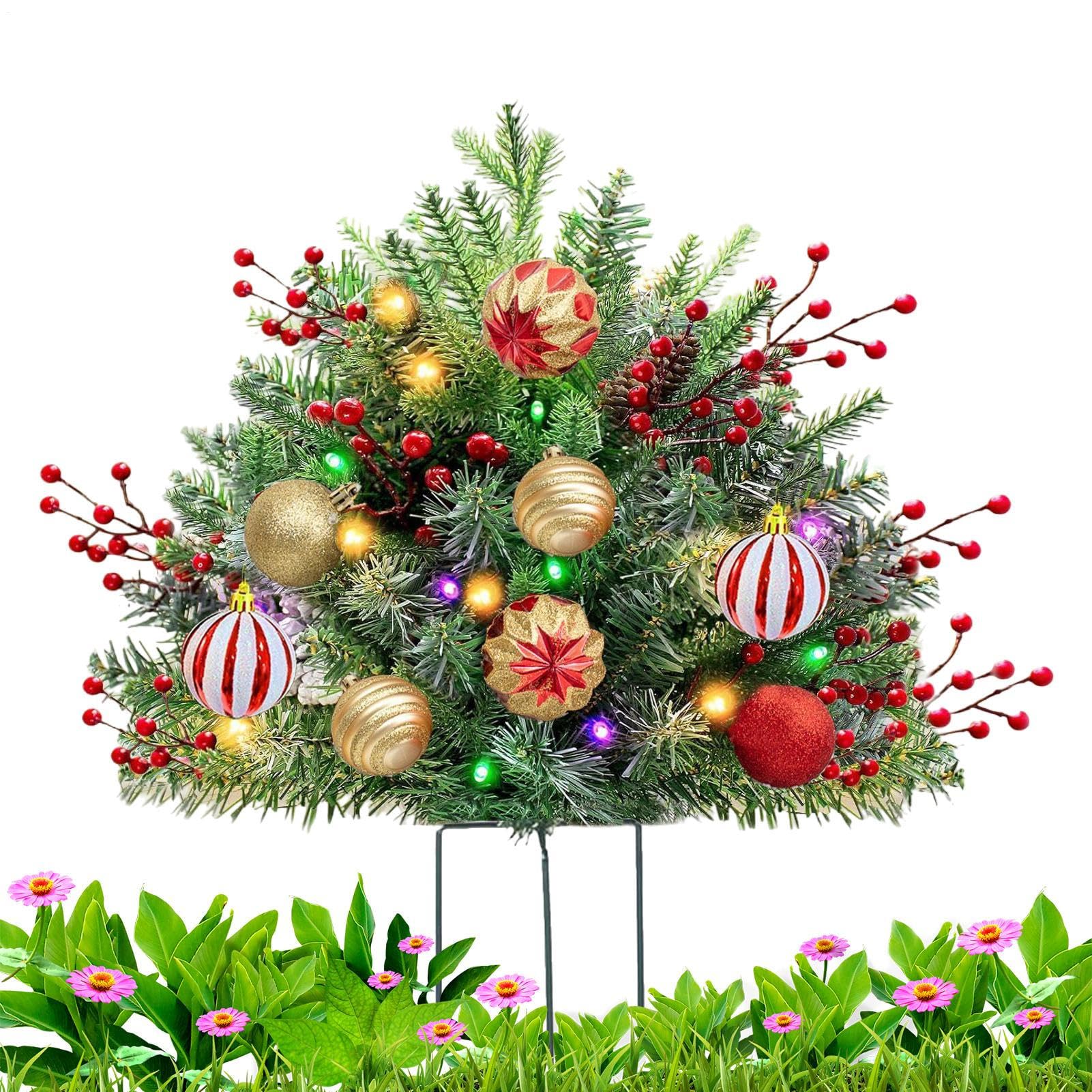 Maceta Navideña Porche Delantero Arbustos Artificiales con Soporte de