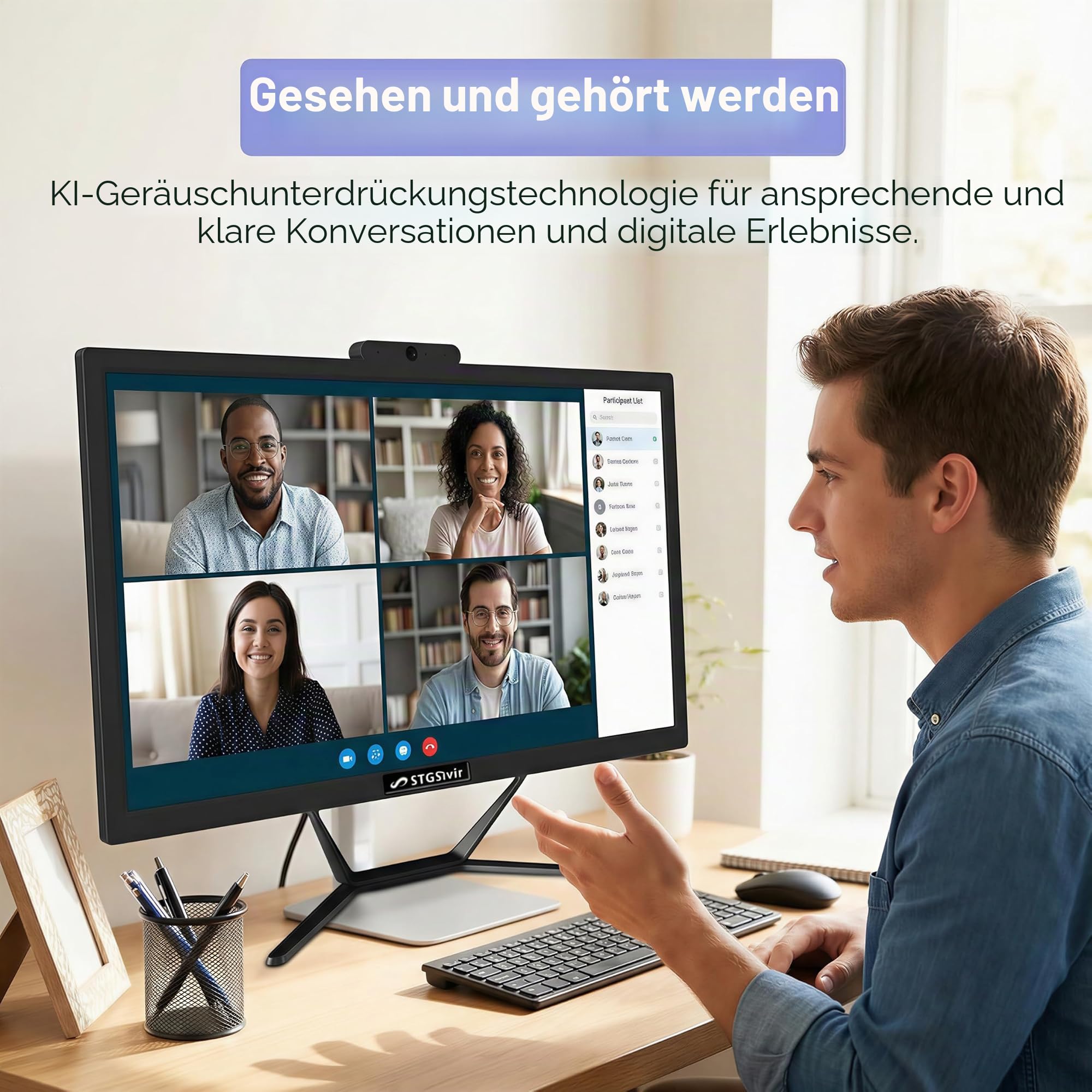 STGsivir All in One PC, 21.5" FHD Display, Core i5, 16G RAM, 512G SSD | PC All in One, WLAN, BT 5.0, Webcam, Win11 Pro, Noir, AIO PC für Zuhause & Büro