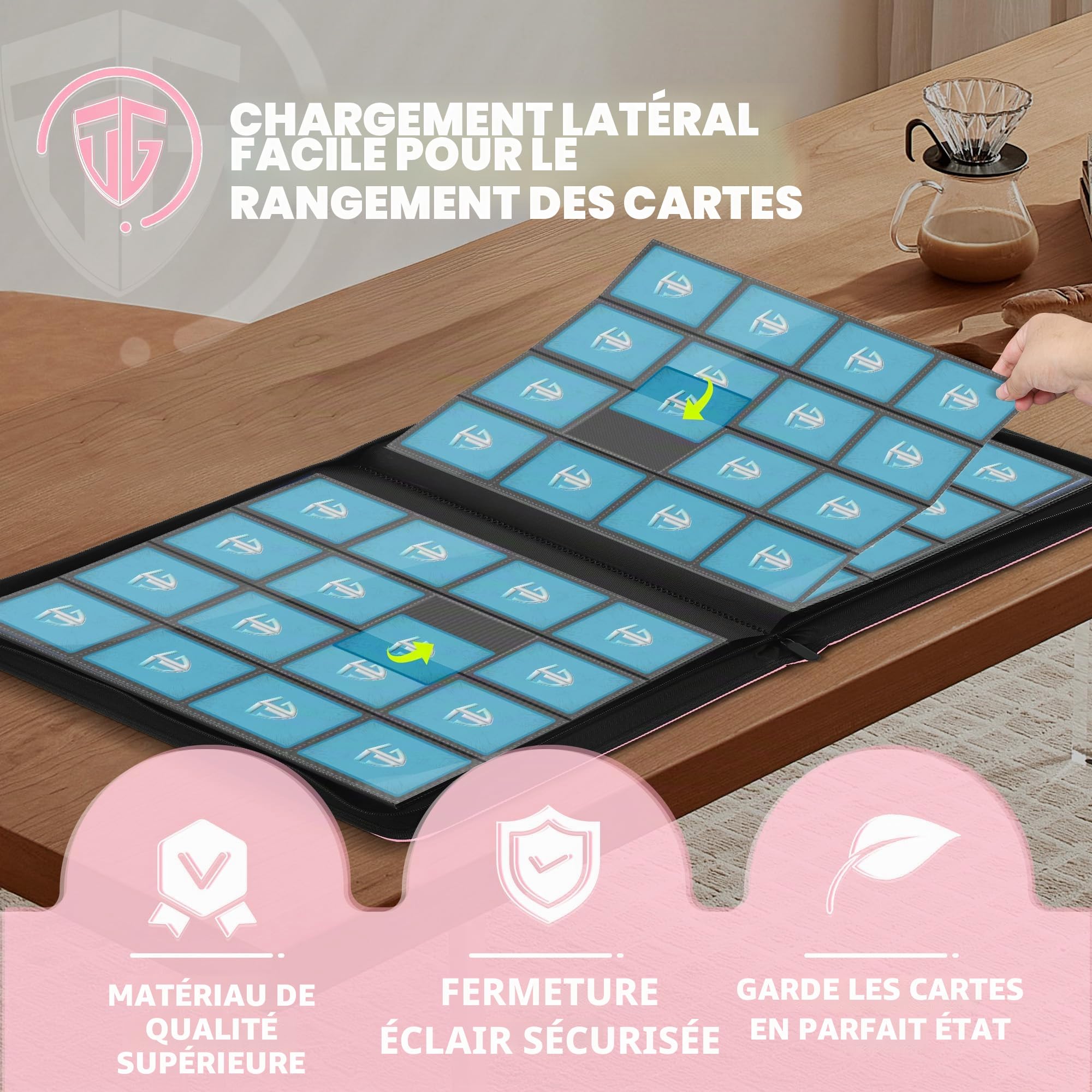 TCGUARD Mini album de cartes à collectionner avec capacité de 40 cartes, fermeture éclair, 1 compartiment pour cartes TCG et cartes de sport, cadeau portable pour collectionneurs, bleu Yugioh TCGUARD Mini album de cartes à collectionner avec capacité de 40 cartes, fermeture éclair, 1 compartiment pour cartes TCG et cartes de sport, cadeau portable pour collectionneurs, bleu Yugioh