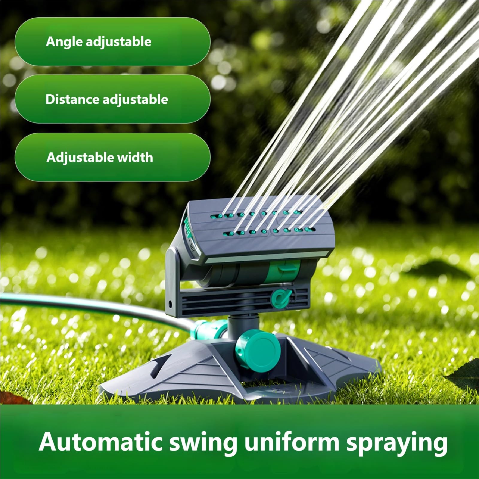 Irrigatore da giardino regolabile, sistema di irrigazione rotante a 360 gradi, base resistente per irrigazione del tubo esterno del cortile (6 punti, 50 m)