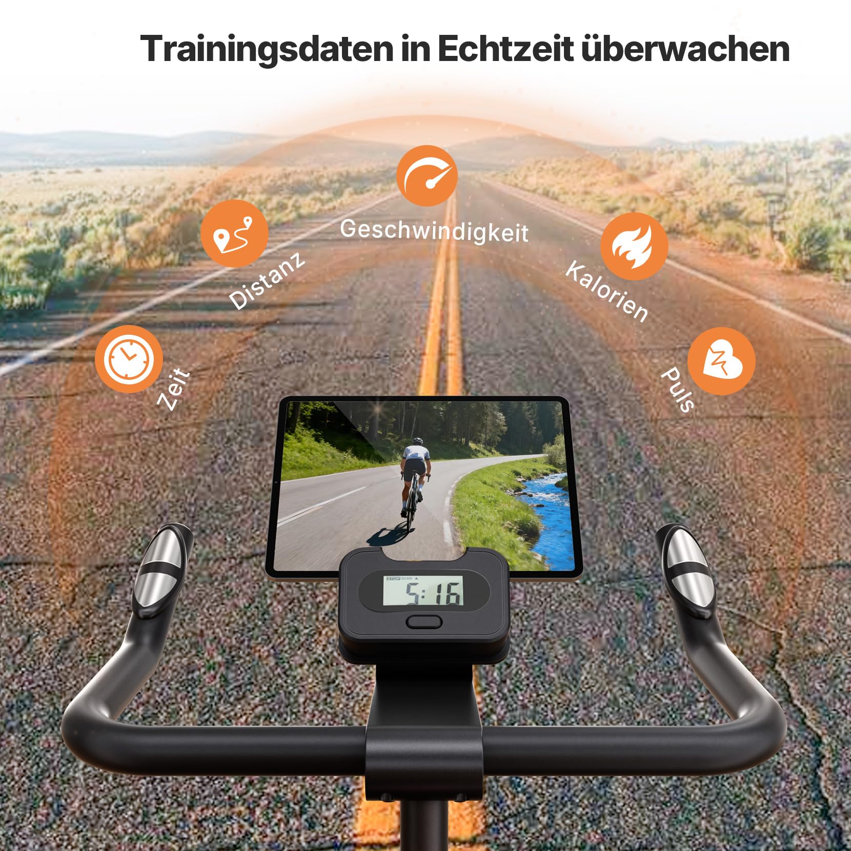 [2026Neue] Dripex Heimtrainer Fahrrad, Leiser Ergometer mit komfortabel Sattel großer tablet-halter LCD-Display, verstellbarer Widerstand, Indoor Spinning Bike bis 160 kg belastbar
