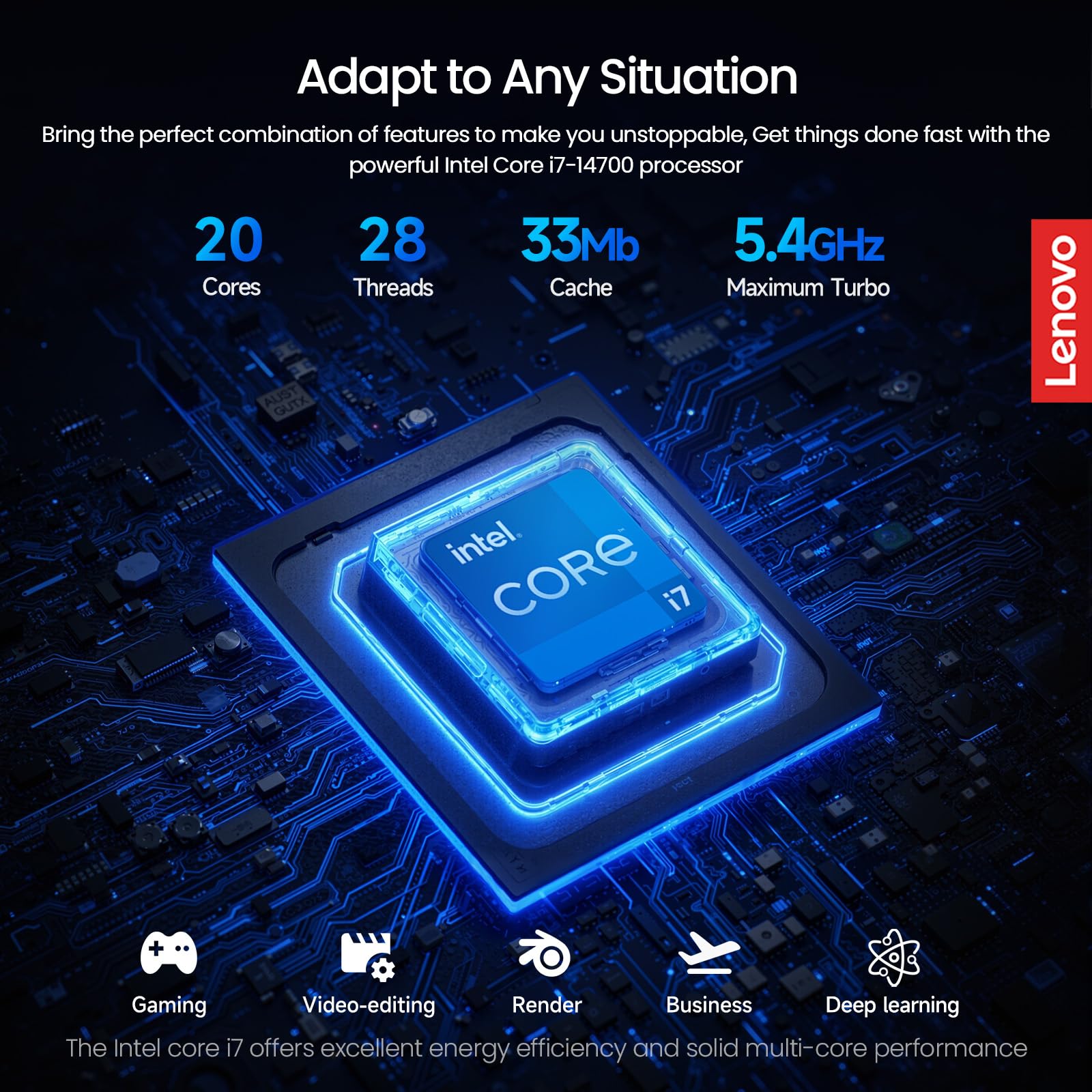 Lenovo Torre per computer desktop, Intel 20-Core i7 di 14a generazione, fattore di forma ridotto, per aziende, giochi e ufficio, Windows 11 Pro | SSD DDR5 da 1 TB da 32 GB, Ethernet RJ-45, Wi-Fi 6
