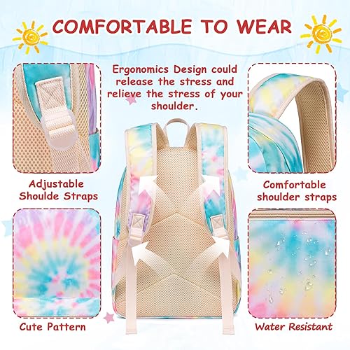 Miniatura 5 de CAMTOP Juego de morral y lonchera para niñas de preescolar y primaria, Teñido amarillo., S, Viajar