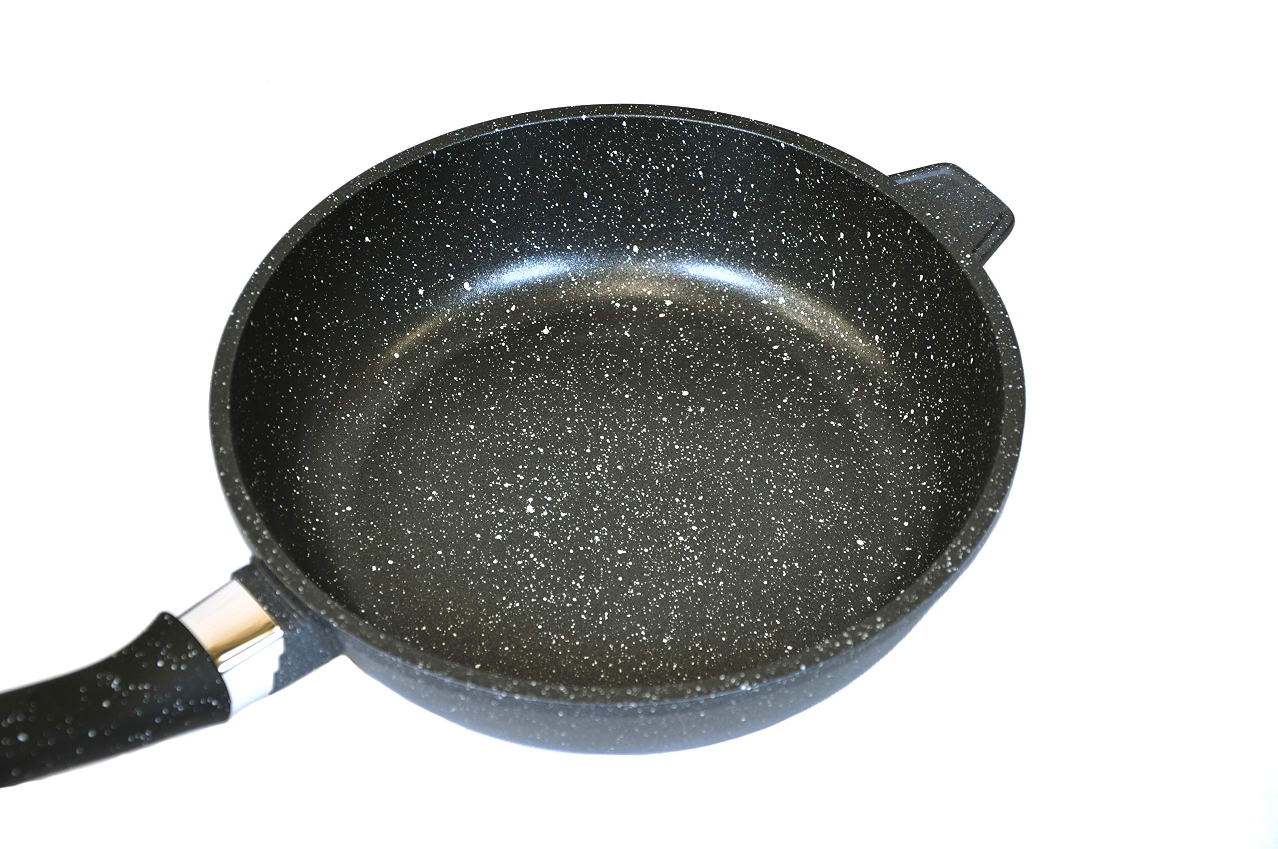 Set De 3 Poêles En Pierre De Lave Bavaria Avec Couvercles | Anti-adhésif Naturel, Sans Graisse | Diamètres 20, 24, 28 Cm