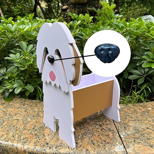 Miniatura 4 de Maceta para perros, macetas de flores de animales lindas para decoración de jardín al aire libre, Shih Tzu amarillo, contenedor de almacenamiento de