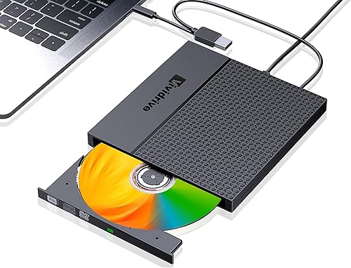 Unidad externa de CDDVD para portátil, USB 3.0 Tipo-C USB Reproductor portátil para portátil CD DVD +-RW Unidad de disco CD ROM Grabador Grabador de