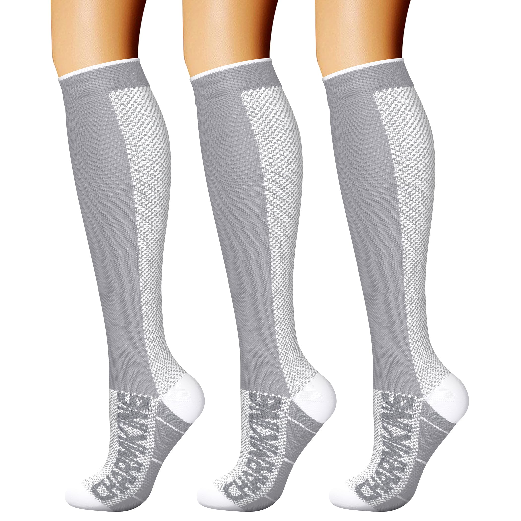 CHARMKING Compression Socks for Women & Men Circulation (3 Pairs, L/XL, Multi 70) | FDA Approved Medical Grade Support - main product image