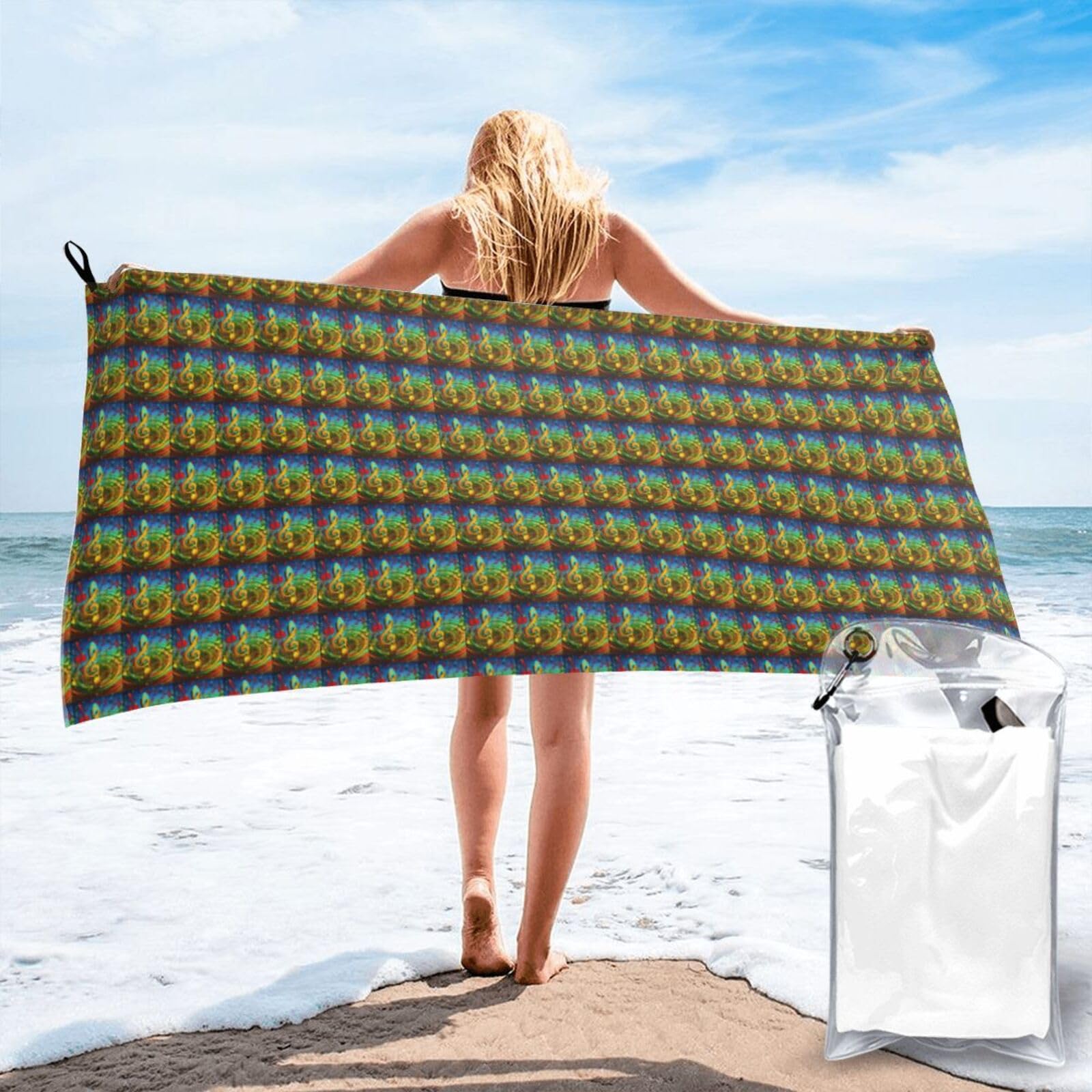 JBJGKHLP Music Note Print Quick Dry Portable Towel For Beach Camping Hiking Yoga Fitness Outdoor Adventures