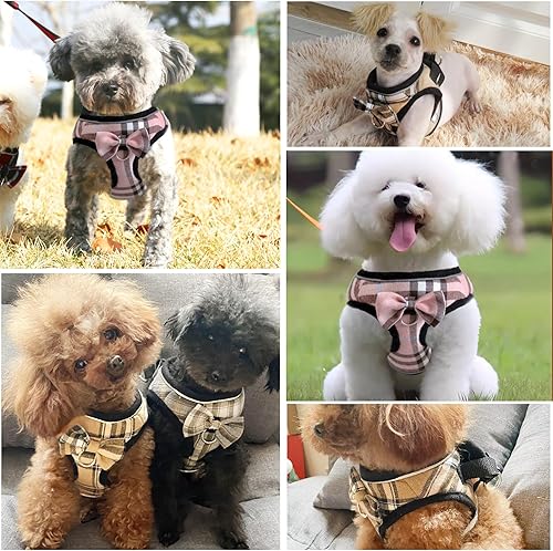 Miniatura 7 de Arnés de malla suave para perro, ajustable sin tirones, reflectante, cómodo chaleco para mascotas para perros (rosa, pequeño)