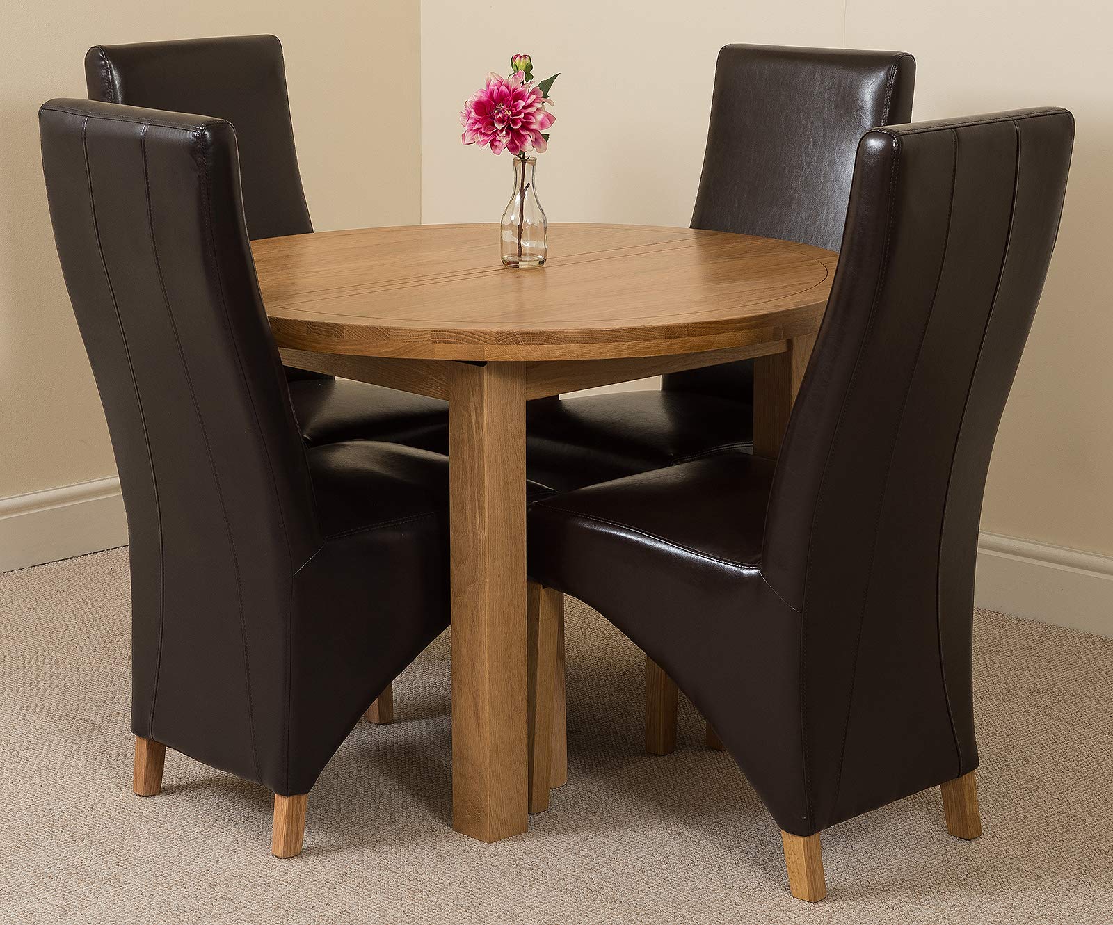 Buy Edmonton 110140 cm Oak Extendable Round Dining Table and 4 Chairs