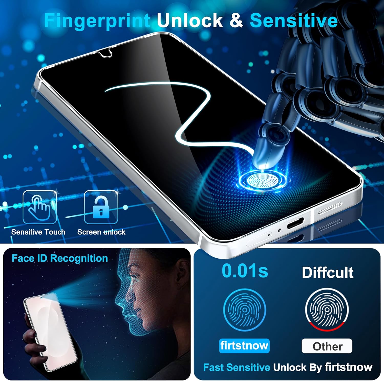3 Pack Screen Protector for Samsung Galaxy S25 Edge 6.7 Inch, 9H Tempered Glass, Ultrasonic Fingerprint Unlock, Case Friendly Tempered Glass Screen Protector for Samsung Galaxy S25 Edge - Image 4