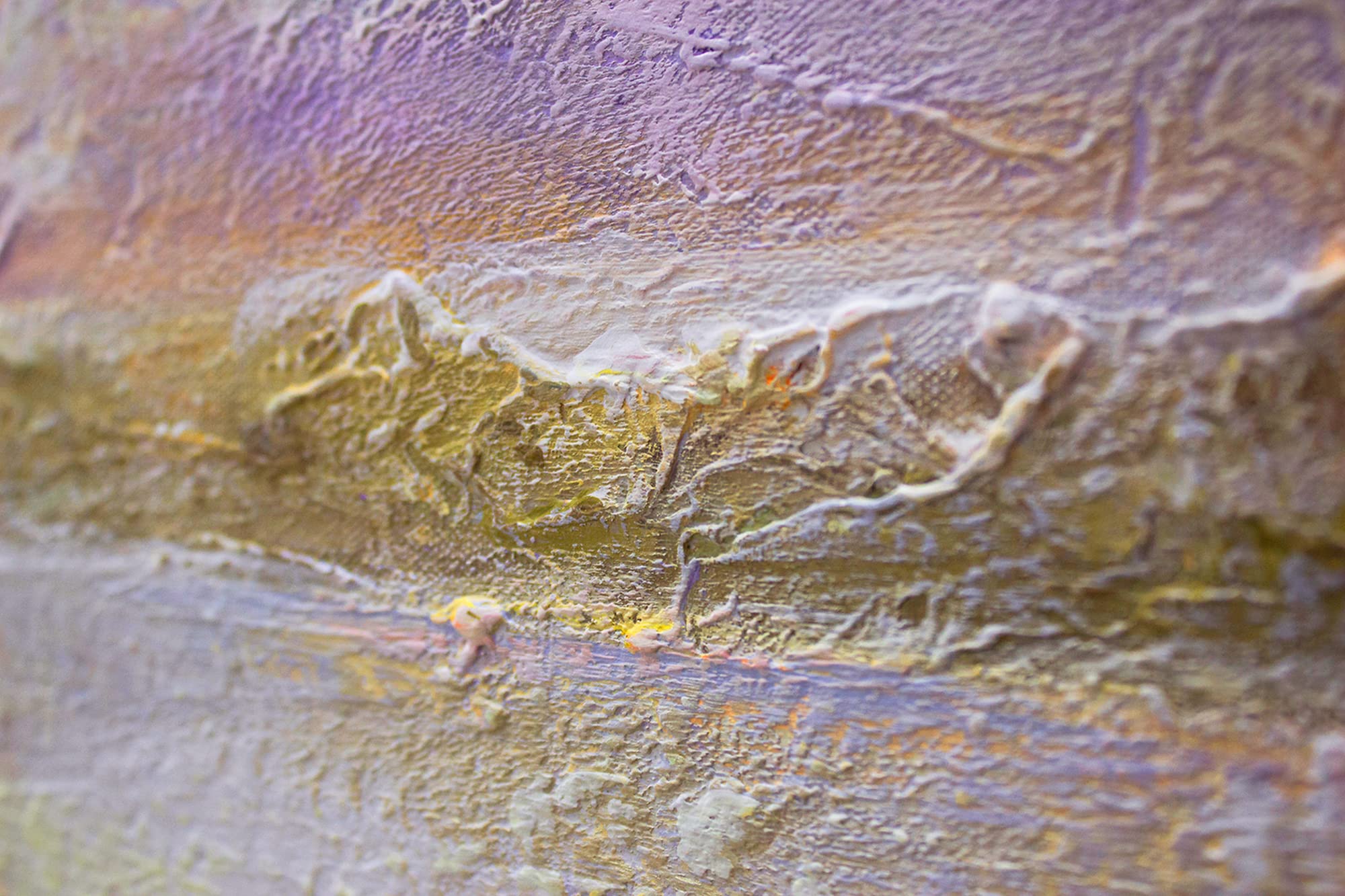 YS Tableau peinte à la main Crépuscule de la mer Art abstrait modern Surface texturée Motif de la mer en été dans des couleurs claires Déco murale salon 140x70 cm