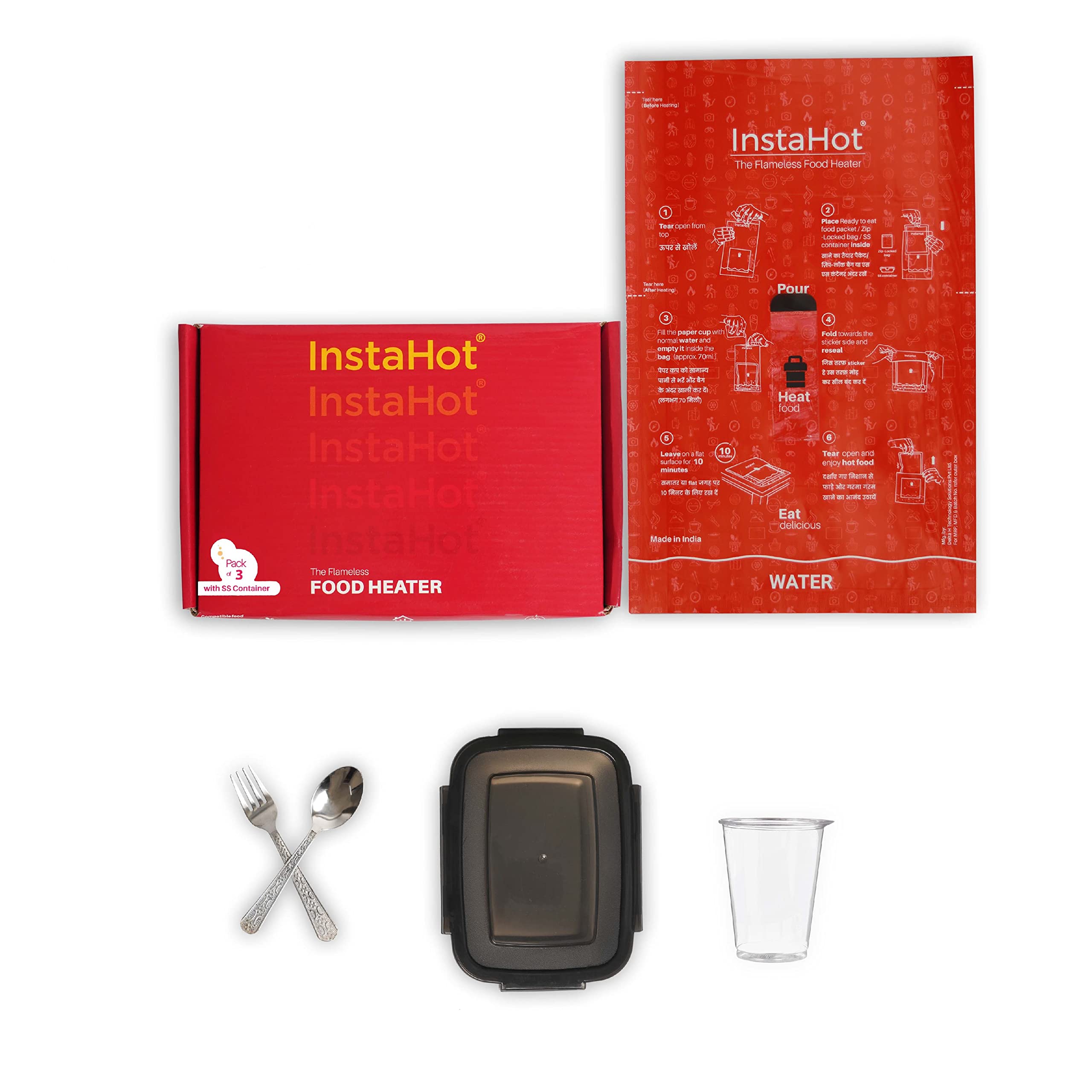 Pack of 3 with Reusable Stainless Steel Container