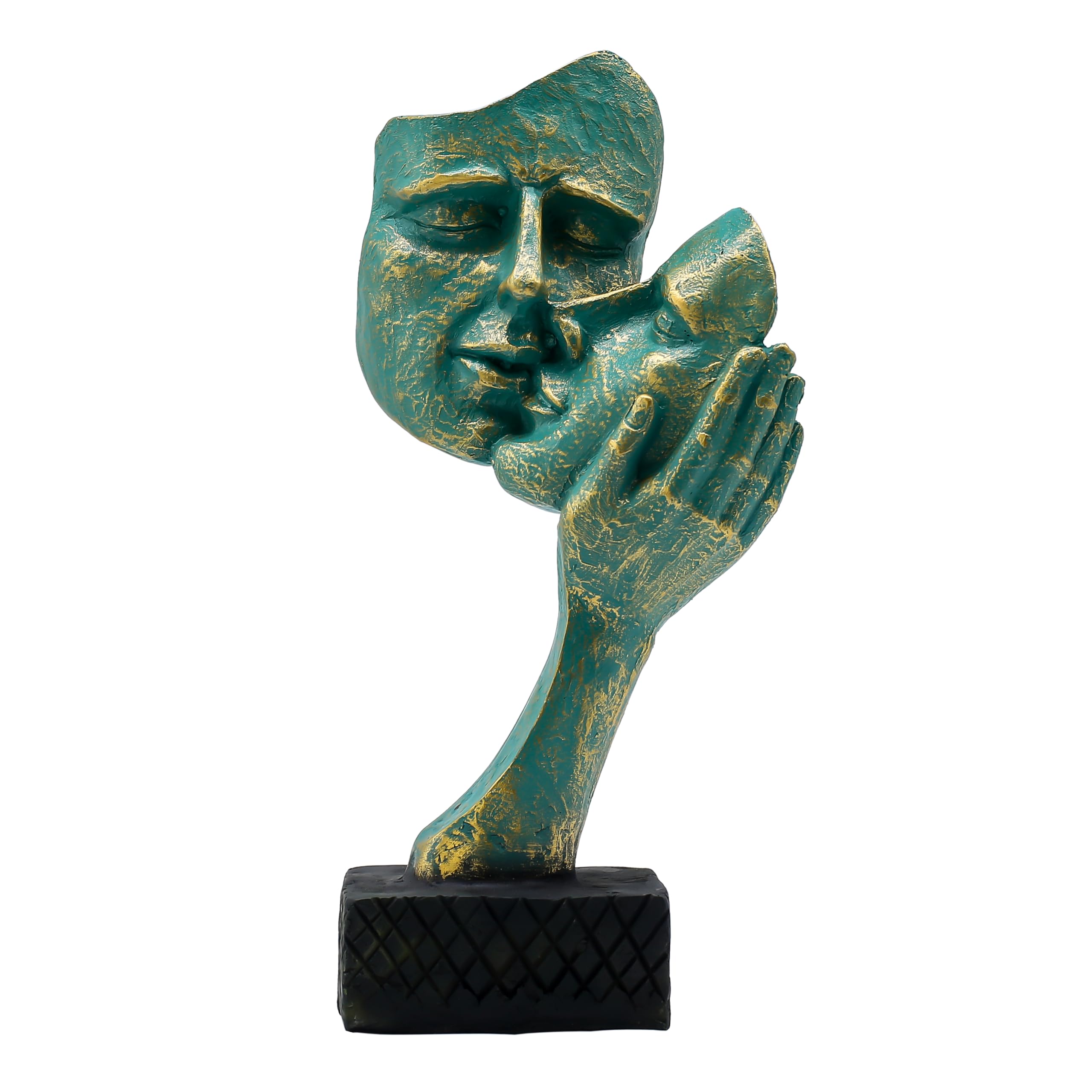 Abstract Family Figure Sculpture ? Modern Mother and Children Art Statue ? Elegant Bronze & Emerald Green Tabletop Decor ? Symbol of Love & Togetherness