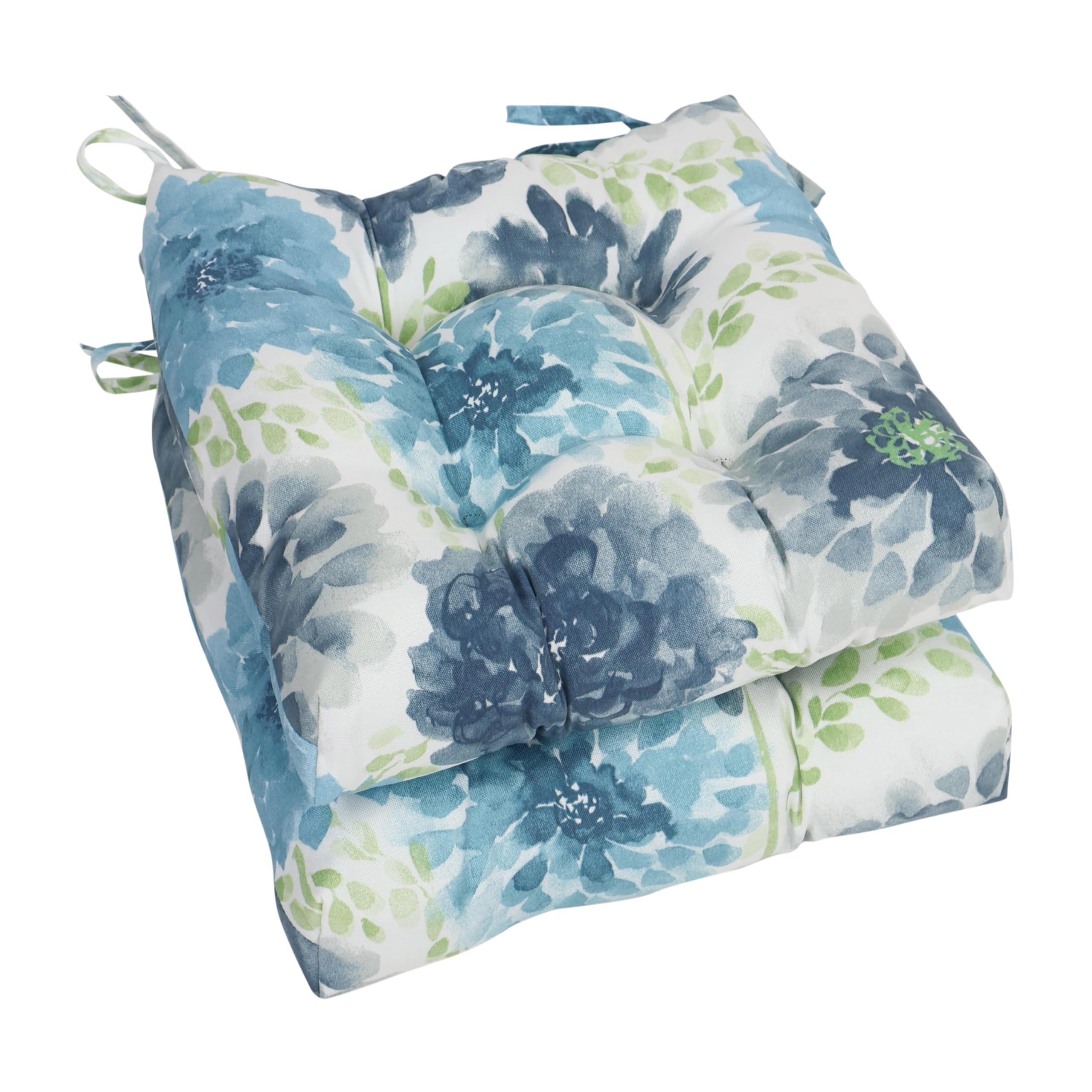 blazing needles square outdoor chair cushion, 16" x 16", gardenia cool 2 count