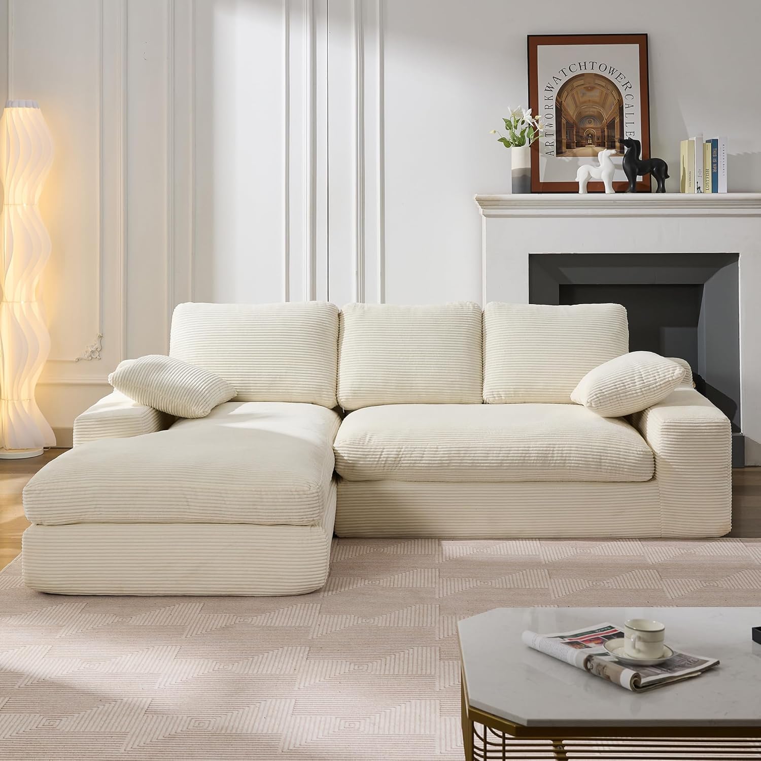 GNIXUU Corduroy Cloud sectional couches for Living Room, 98