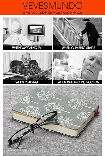 Miniatura 6 de VEVESMUNDO Gafas de lectura para hombres y mujeres, gafas modernas de gran tamaño sin montura