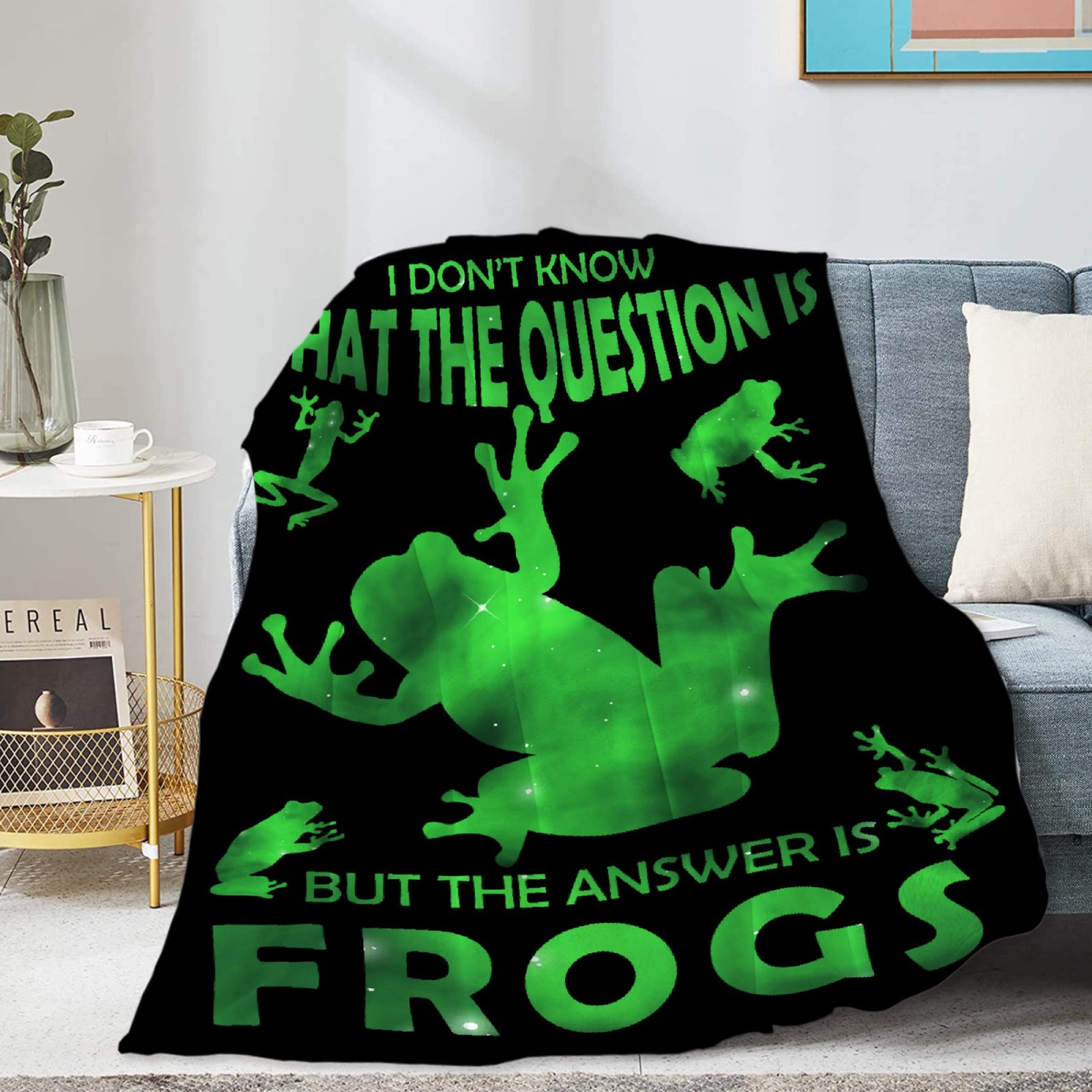 Homiehug The Answer is Frogs Soft Blanket Flannel Plush Gifts Cozy Fuzzy Cute Animal Throws for Nap Bedding Sheet Couch Decor Tapestries Child Non-Shedding 30