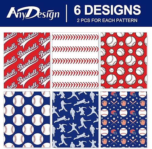 Miniatura 3 de AnyDesign Papel de regalo de béisbol de 12 hojas de papel de regalo deportivo, papel de arte plegado a granel, plano para béisbol, fiesta de