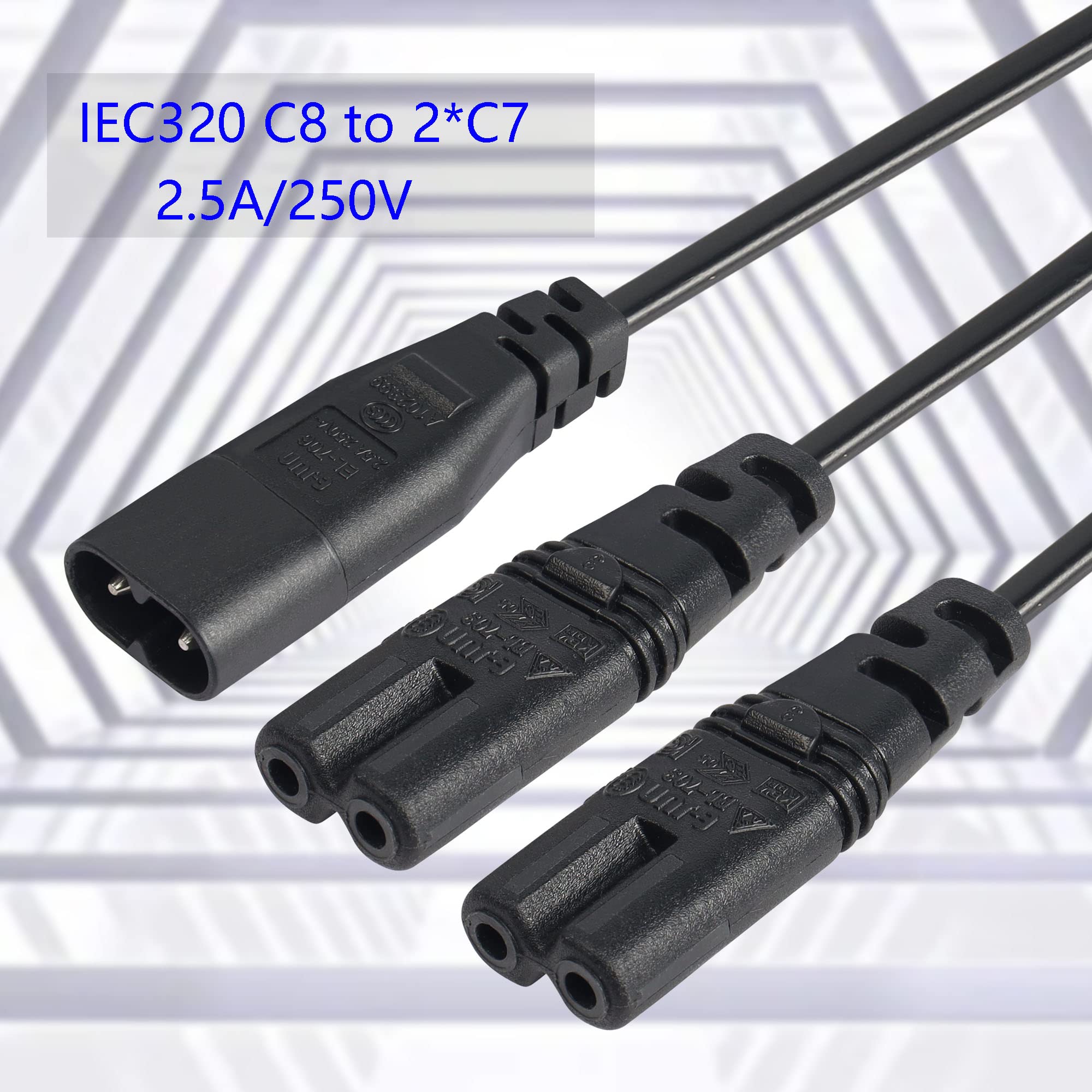 Amazon.com: GINTOOYUN IEC 320 C8 to Dual C7 Y Splitter Power Cable