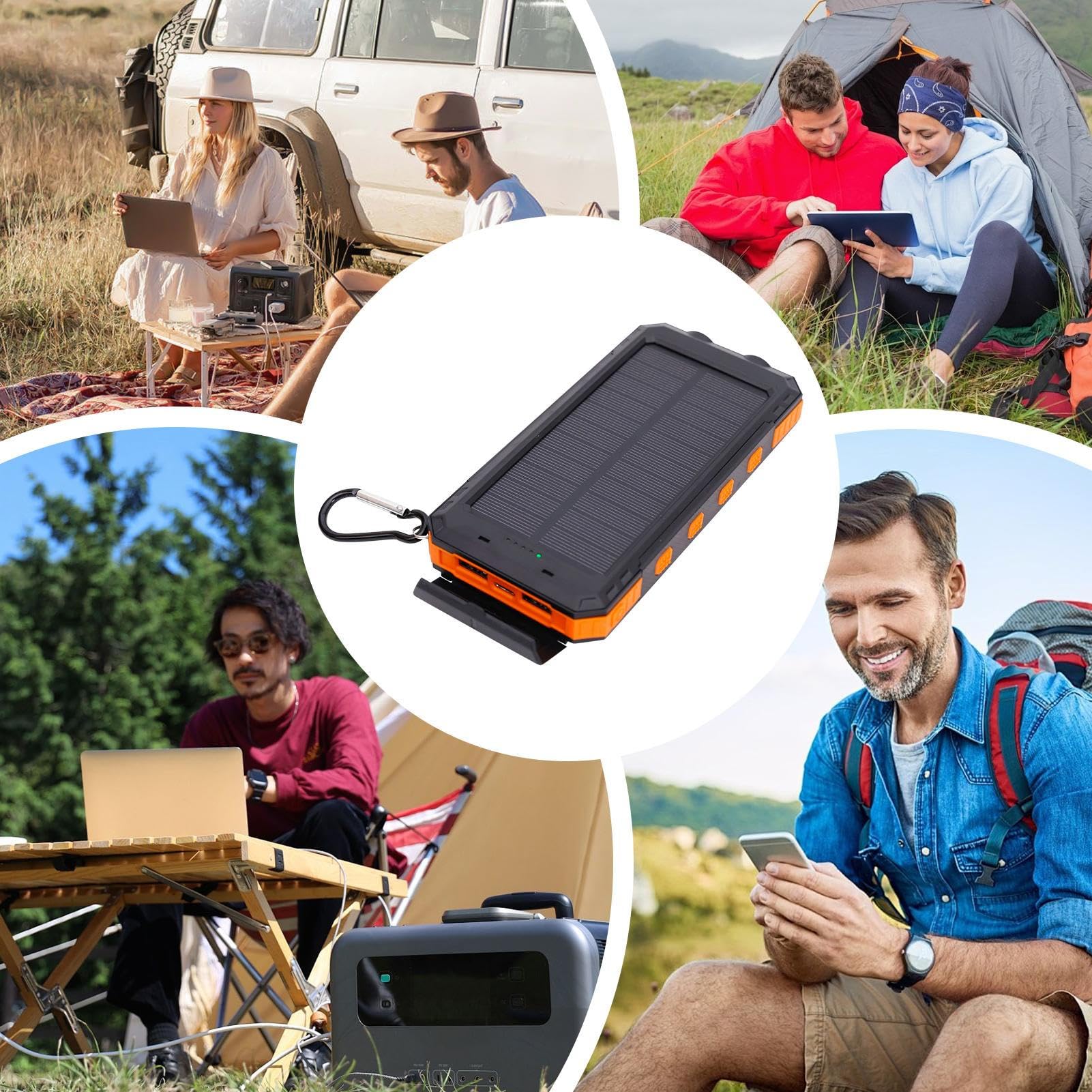 Caricatore solare da 20000 mAh, ricarica rapida, torcia elettrica e impermeabile, caricabatterie solare portatile per campeggio, emergenze all'aperto, viaggi e uso domestico