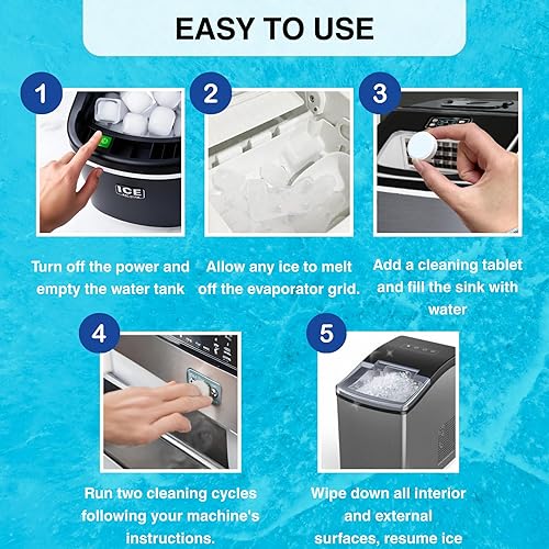 Miniatura 5 de flowcheer Tabletas limpiadoras para máquina de hielo, limpieza y desincrustante para máquinas de hielo de encimera y hogar, 24 unidades durante 1