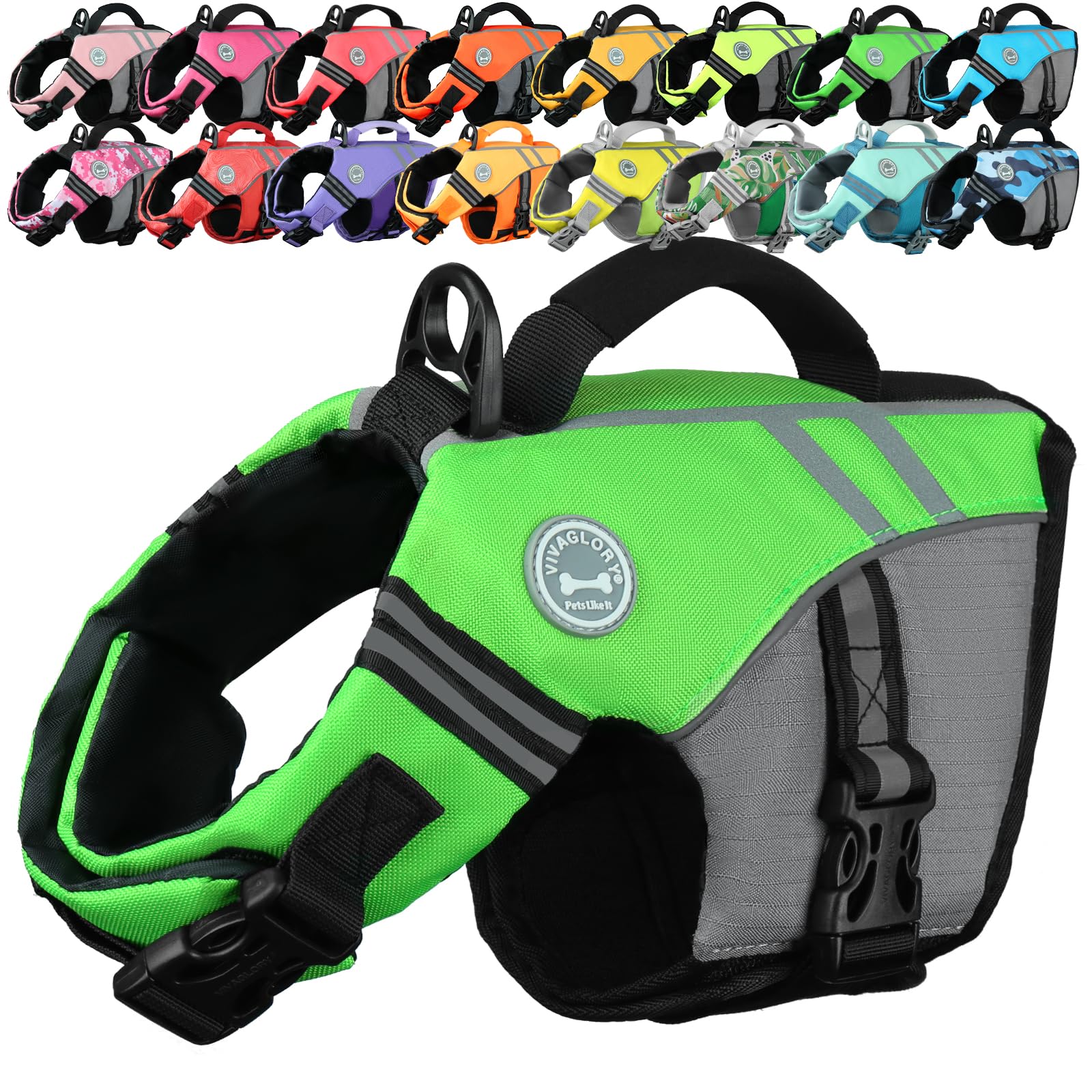 VIVAGLORY Sports Style Hundeschwimmweste, Rettungswesten Für Hunde Bootfahren, Auftrieb & Schwimmhilfe, Schwimmweste
