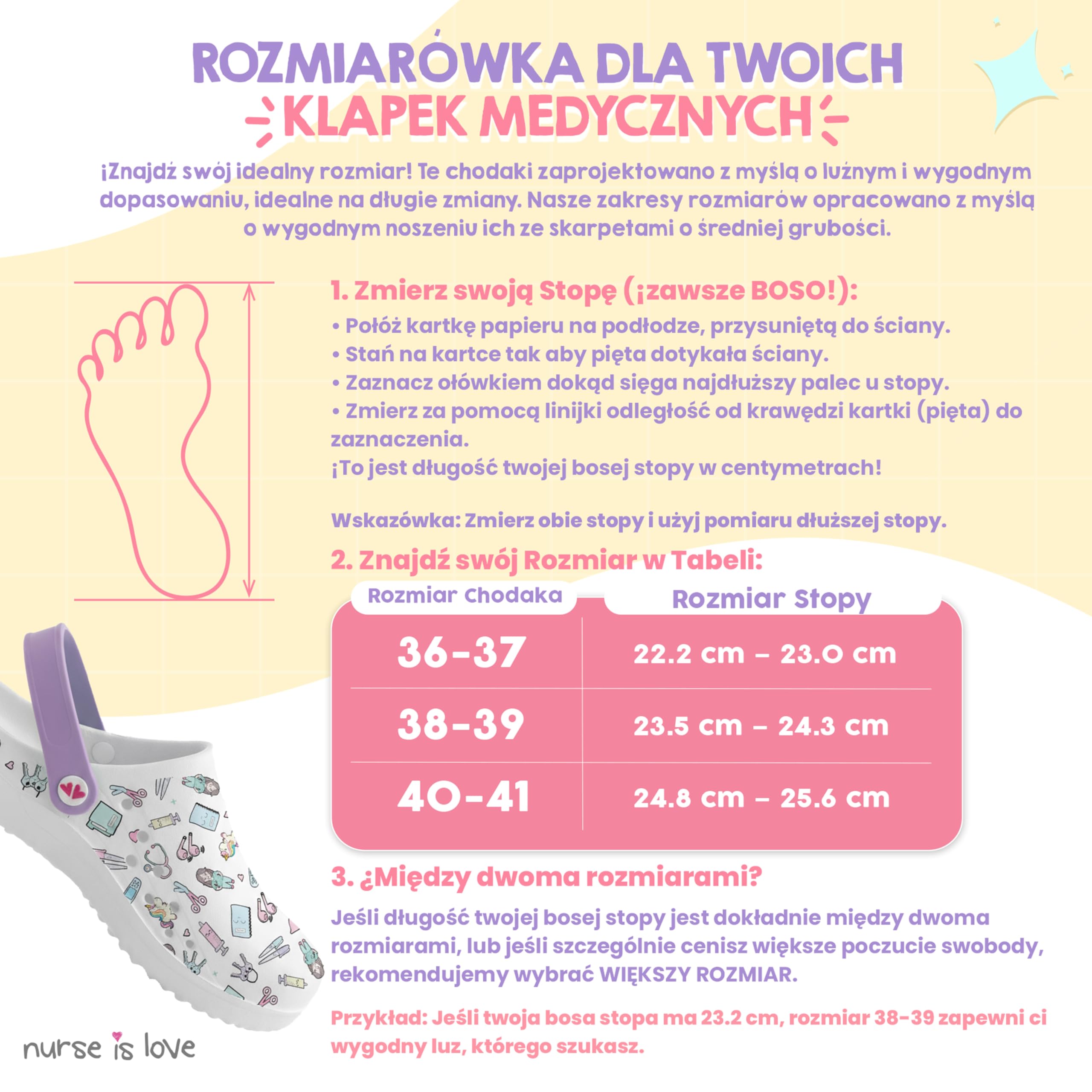 Nurse is Love Chodaki zdrowotne - Ortopedyczne buty zdrowotne z zabawnymi wzorami | prezent dla pielęgniarki