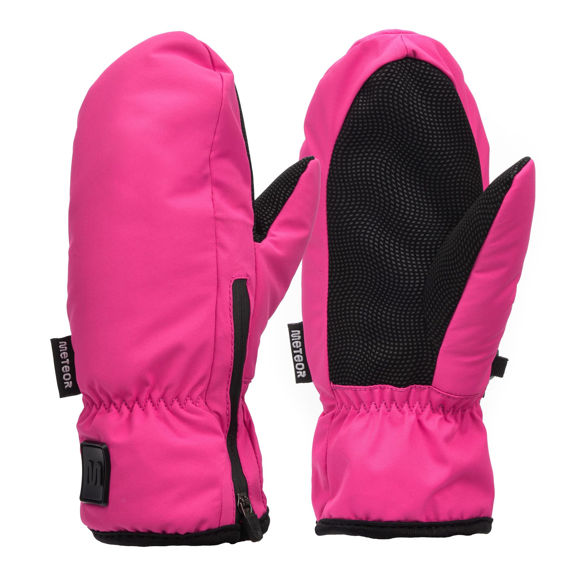 meteor Gants de Ski Enfant Fille Juna, Gants Hiver imperméables Rose Noir, Chauds et Confortables, Tailles XXS XS S