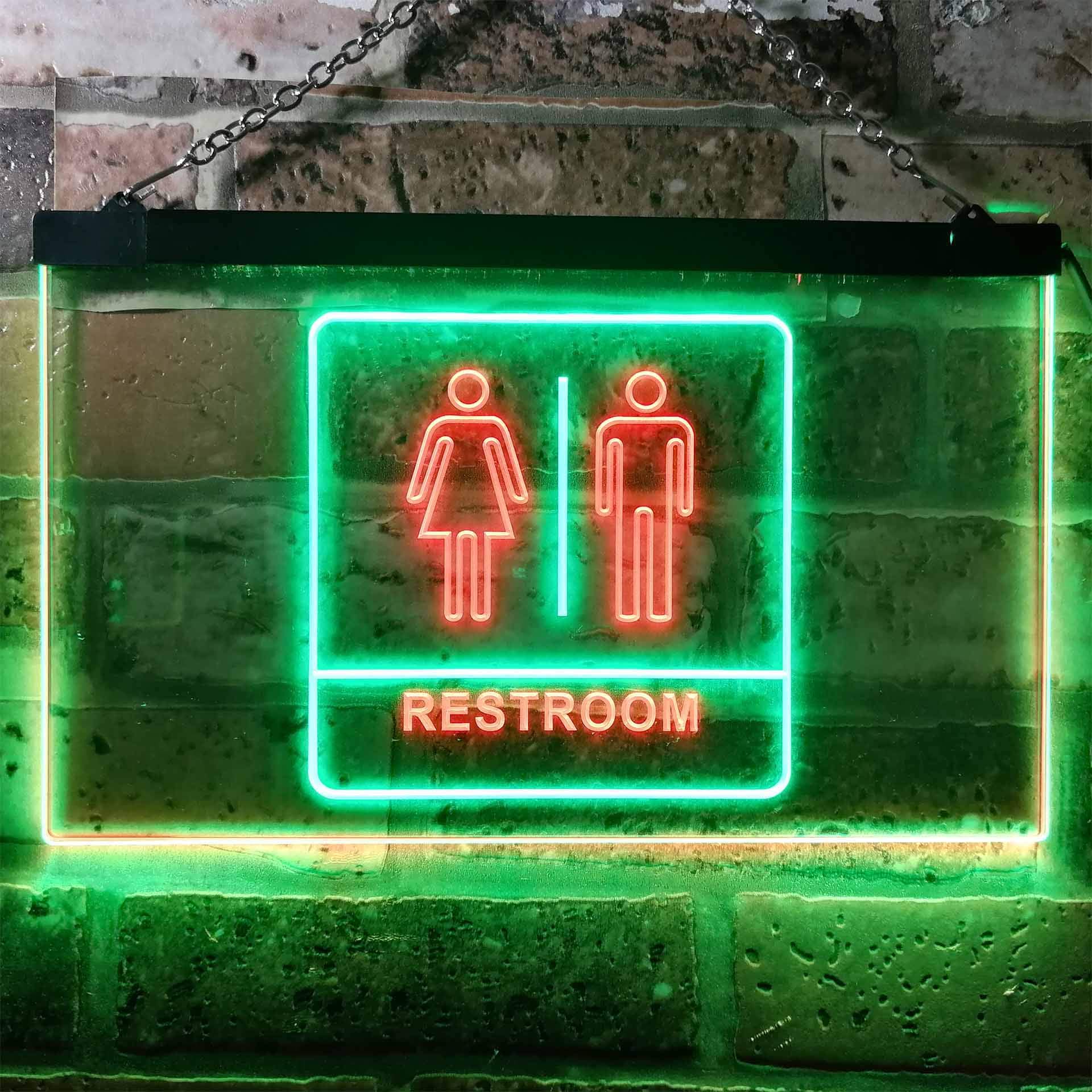ADVPRO Men Women Toilet Restroom WC Dual Color LED Enseigne Lumineuse Neon Sign Vert et Rouge 600 x 400mm st6s64-i1029-gr