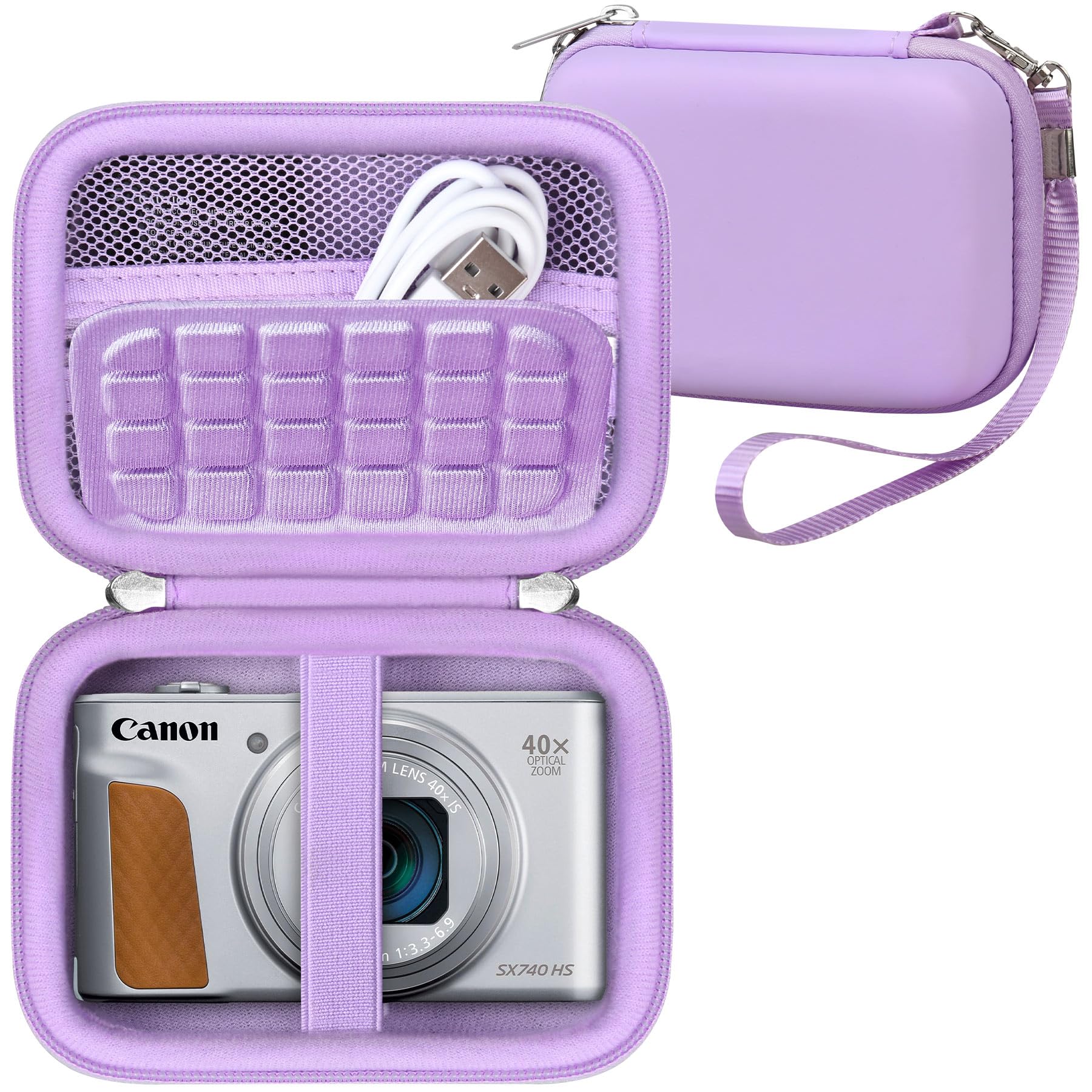 RAIALL Case for Canon PowerShot SX740/SX720/ELPH 360 HS A Camera, Purple | Compact Travel Carrying Case for Canon PowerShot SX740/SX720/ SX710/ SX610/ SX260/ ELPH 360/IXUS 285 HS A Camera