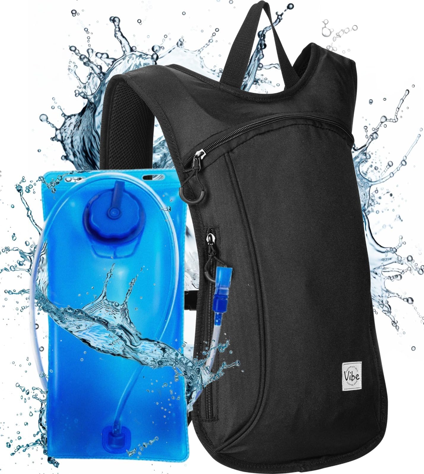 Vibe Festival Gear Rave Hydration Pack Backpack with 2L Water Bladder for Women Men – Festival Hydropack, Hydro Pack, Leak Proof, Lightweight – Teens, Party, Hiking, Running, Outdoor Sports