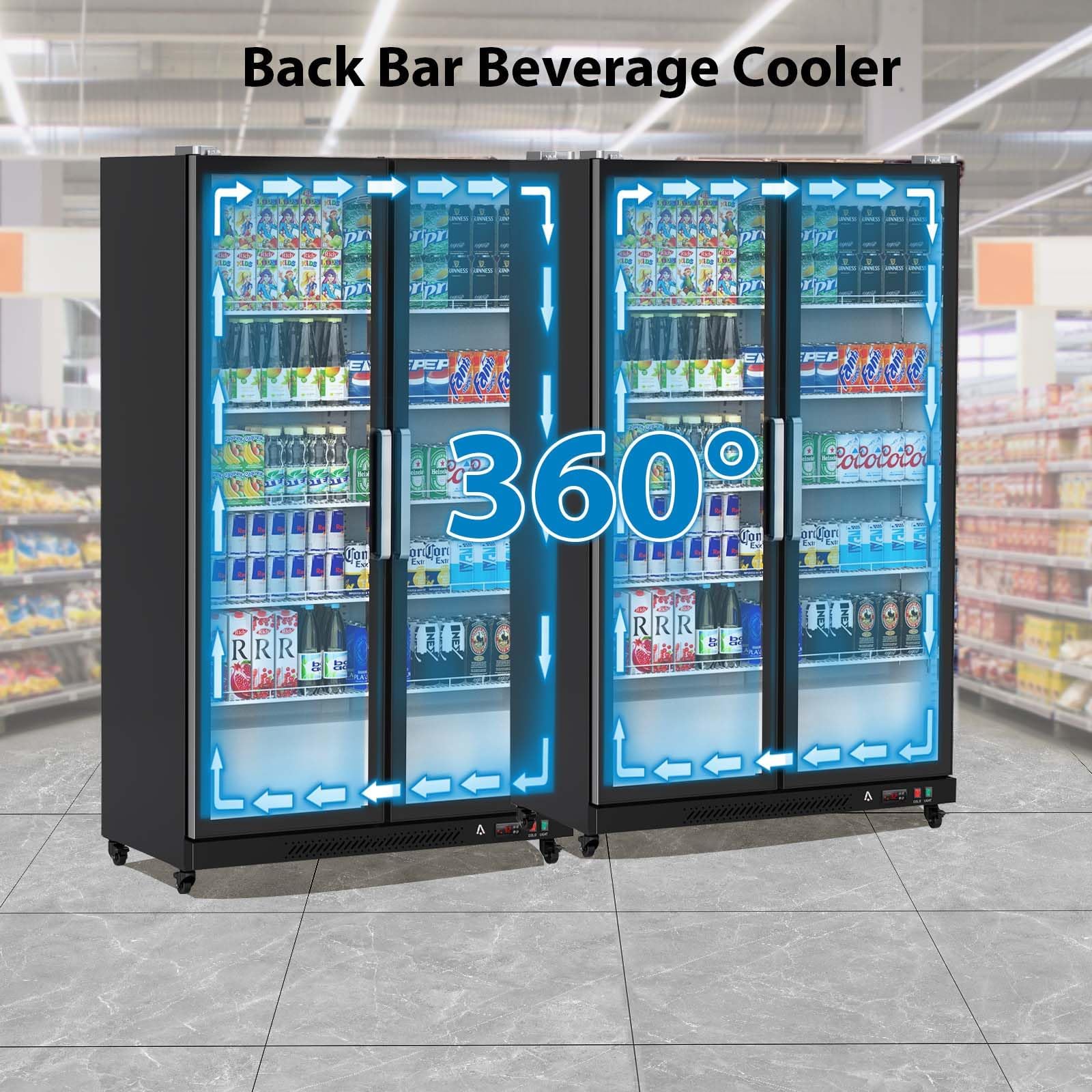 GarveeHome Commercial Refrigerator, Glass Door with LED Lighting - Upright Beverage Display Cooler for Home, Store, Gym, or Office, Featuring Double Swing Doors and 39 cu.ft on Fridge.com