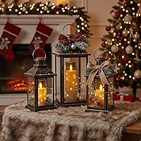 Vista 4 de Raycare Flameless Candle with Remote Timer, 3 Flickering Acrylic Battery Operated LED Pillar Candles with Embedded Star String for Christmas, Home