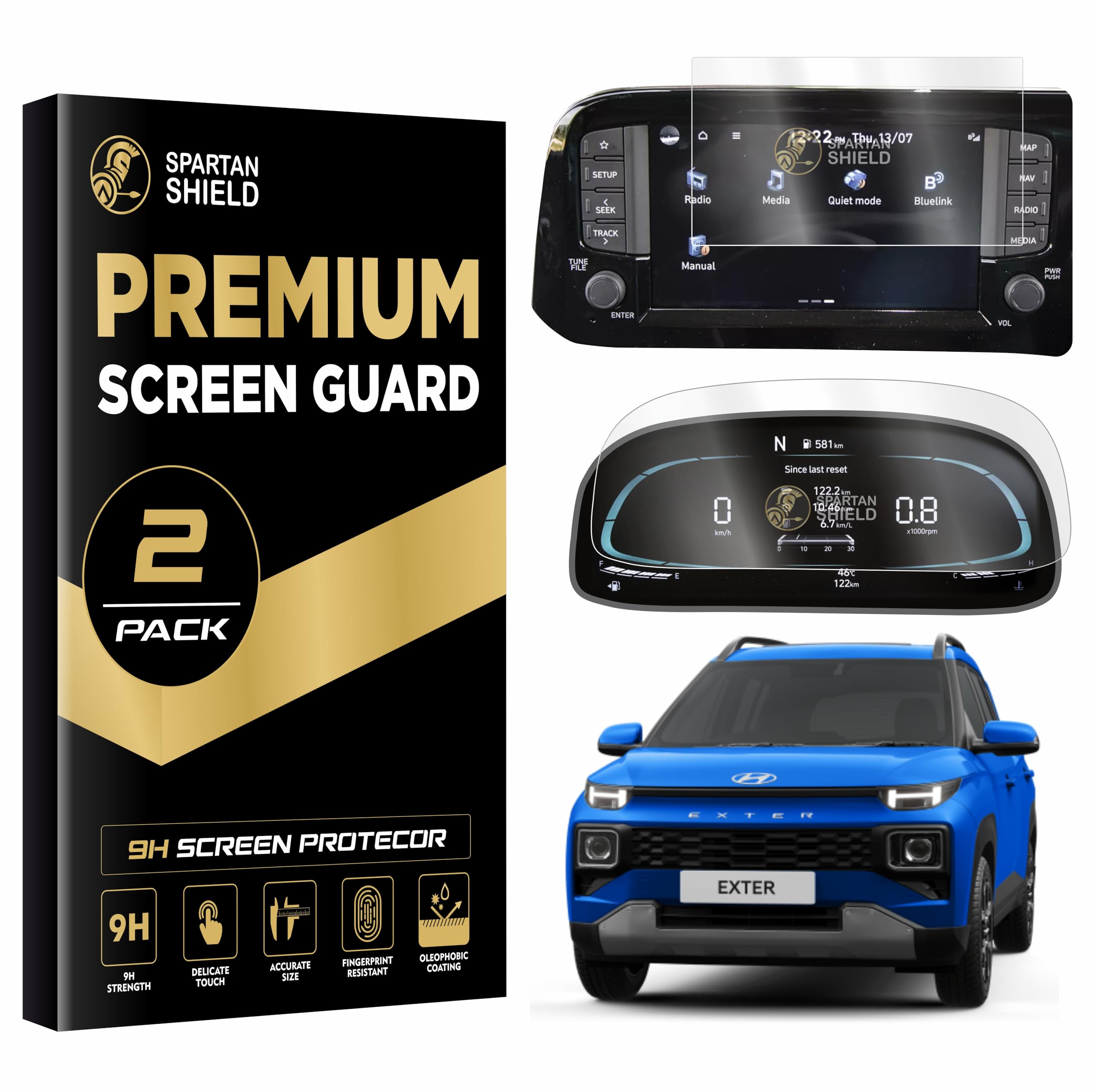 Spartan Shield Screen Guard COMBO For HYUNDAI EXTER | INFOTAINMENT 8 INCH & INSTRUMENT CLUSTER Protector | S SX SXO Music System Car Display Accessories [Not Tempered Glass] (Exter Combo) (B0DG2Z1KJ8) Amazon Price History, Amazon Price Tracker