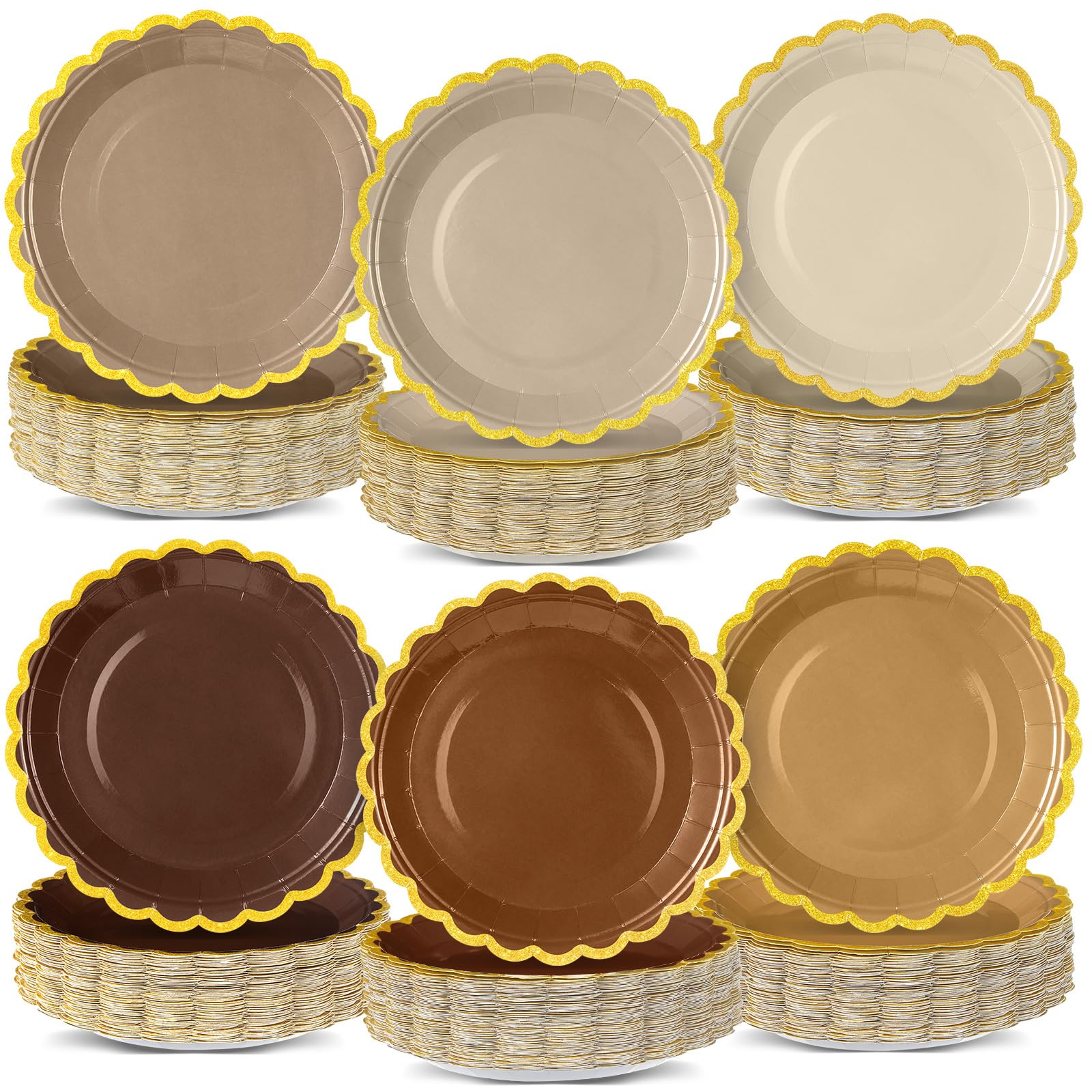 Assiettes de fête jetables marron dégradé en carton pour décoration buffet