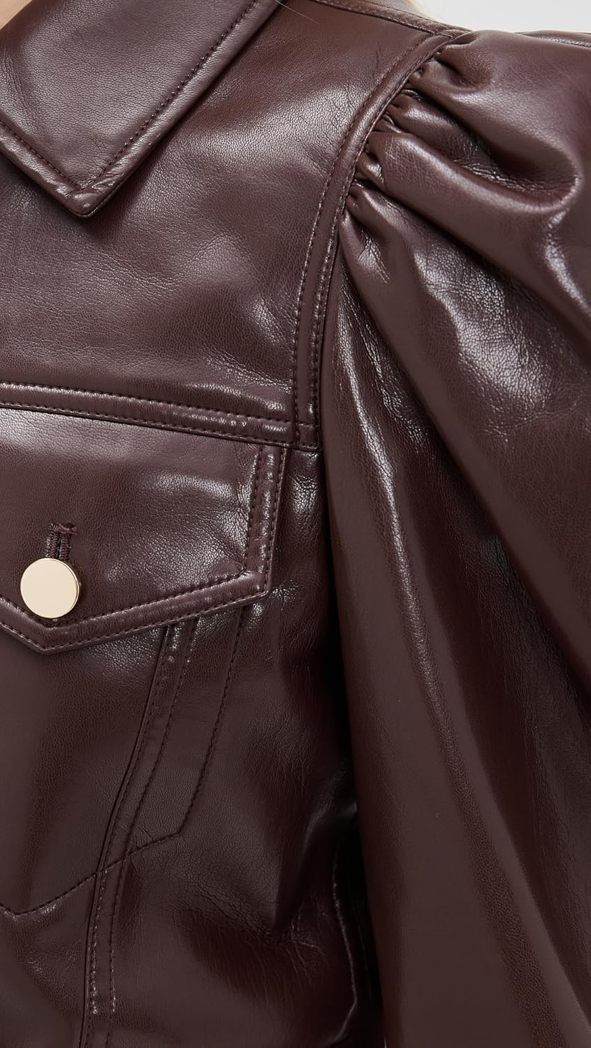 alice + olivia Women's Lana Vegan Leather Puffed Sleeve Jacket - Image 6