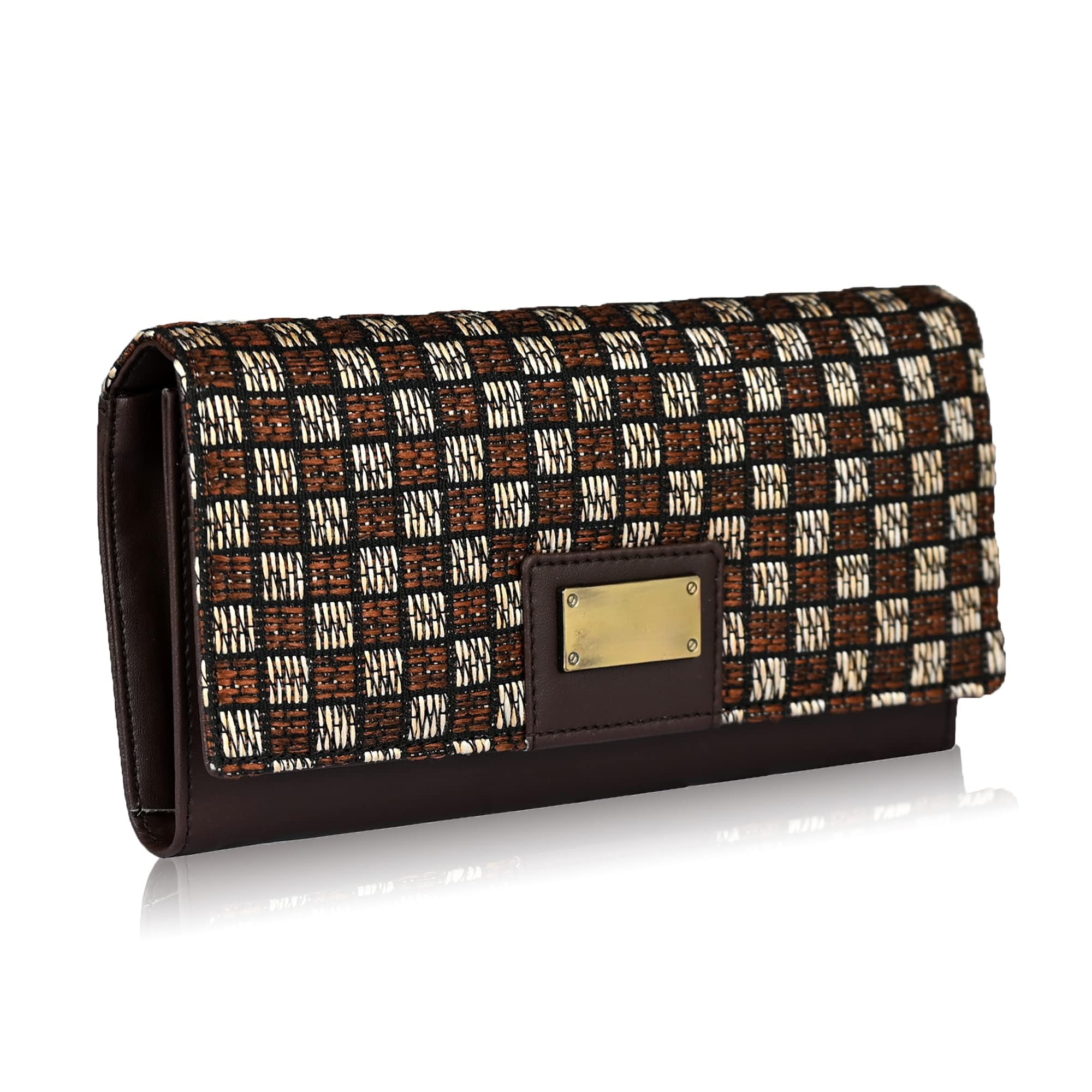 ALSU Premium Jute & Vegan Leather Women’s Wallet | Elegant Clutch Purse with 6 Card Slots, 3 Main Compartments & Zipper Pocket | Cruelty-Free, Eco-Friendly Designer Wallet for Everyday Use (irf-12br)